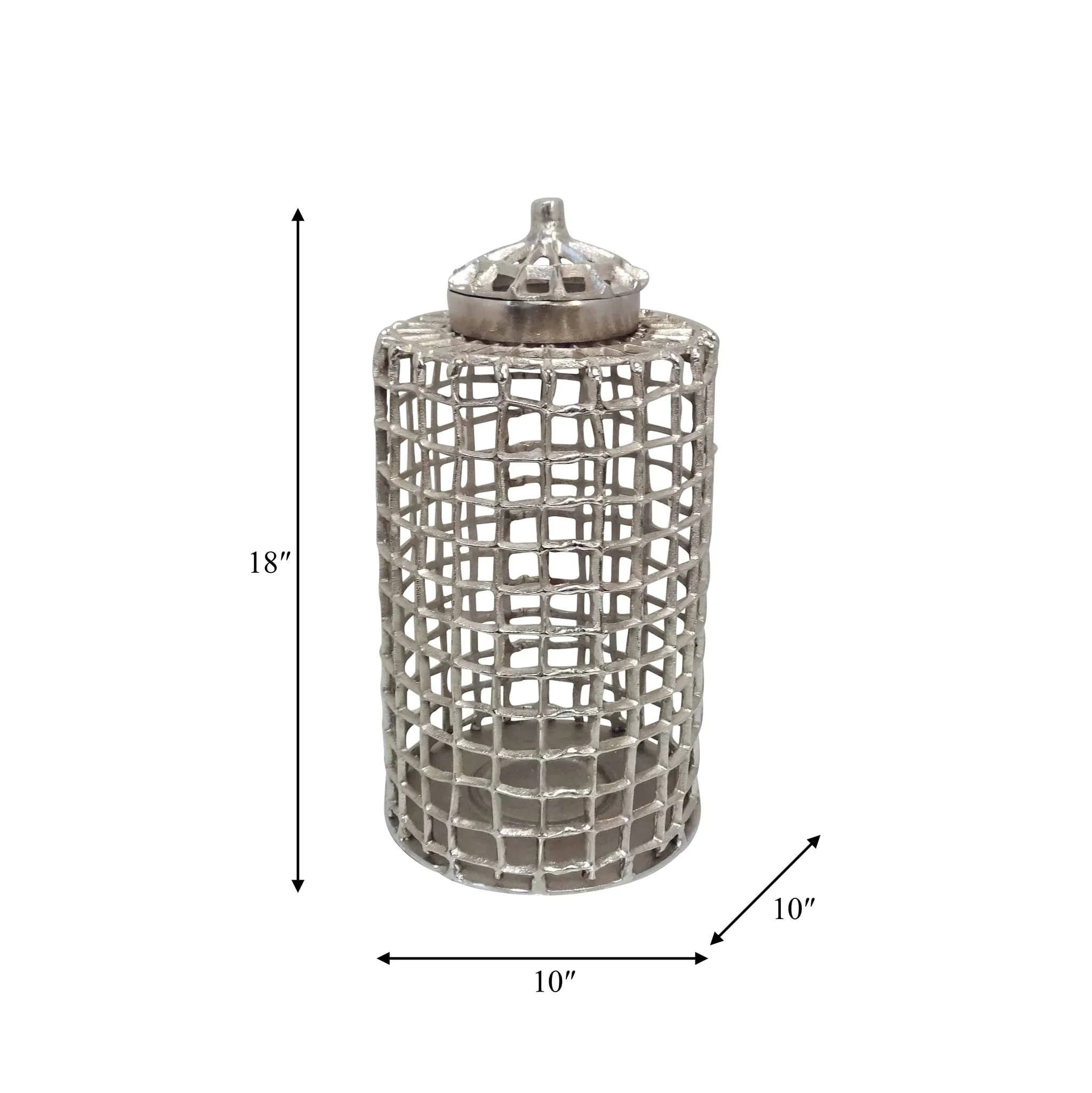Metal, 18" Lidded Jar, Silver - Image 9