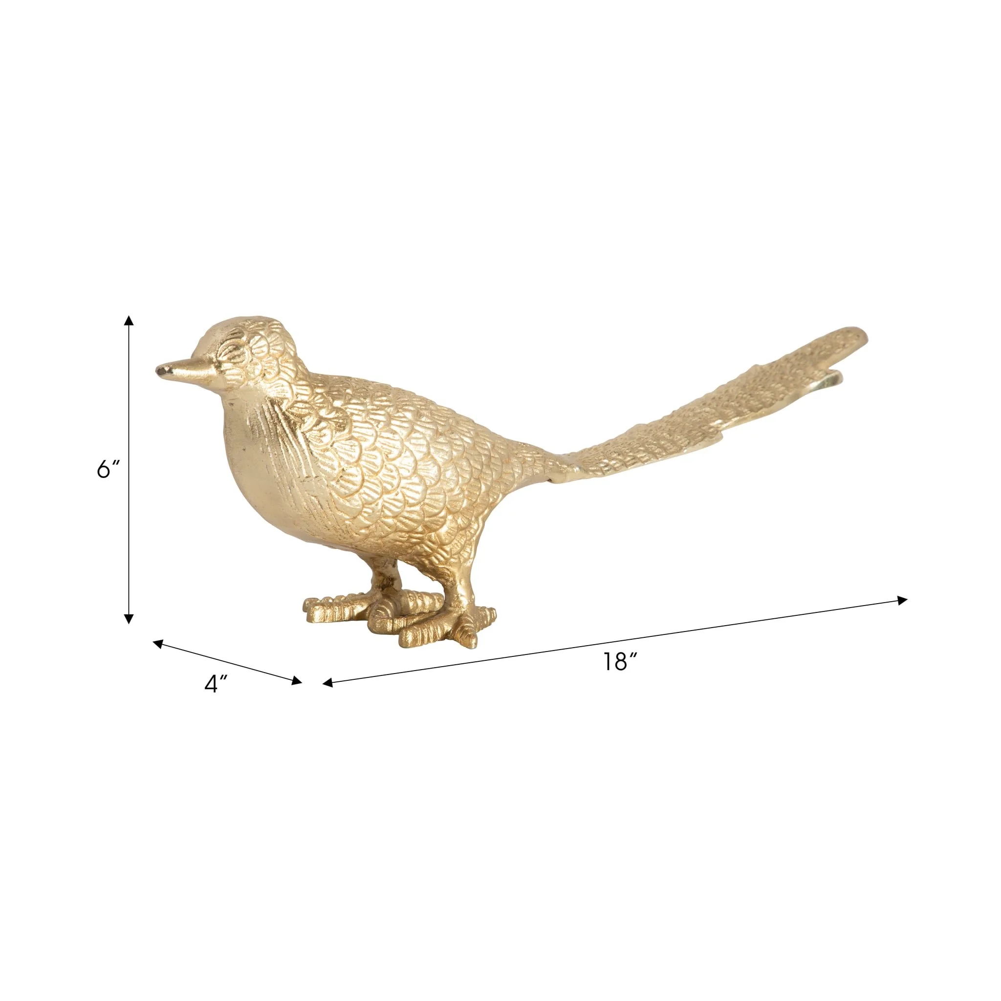 Metal, 18" Long Tailed Bird Deco. Gold - Image 9