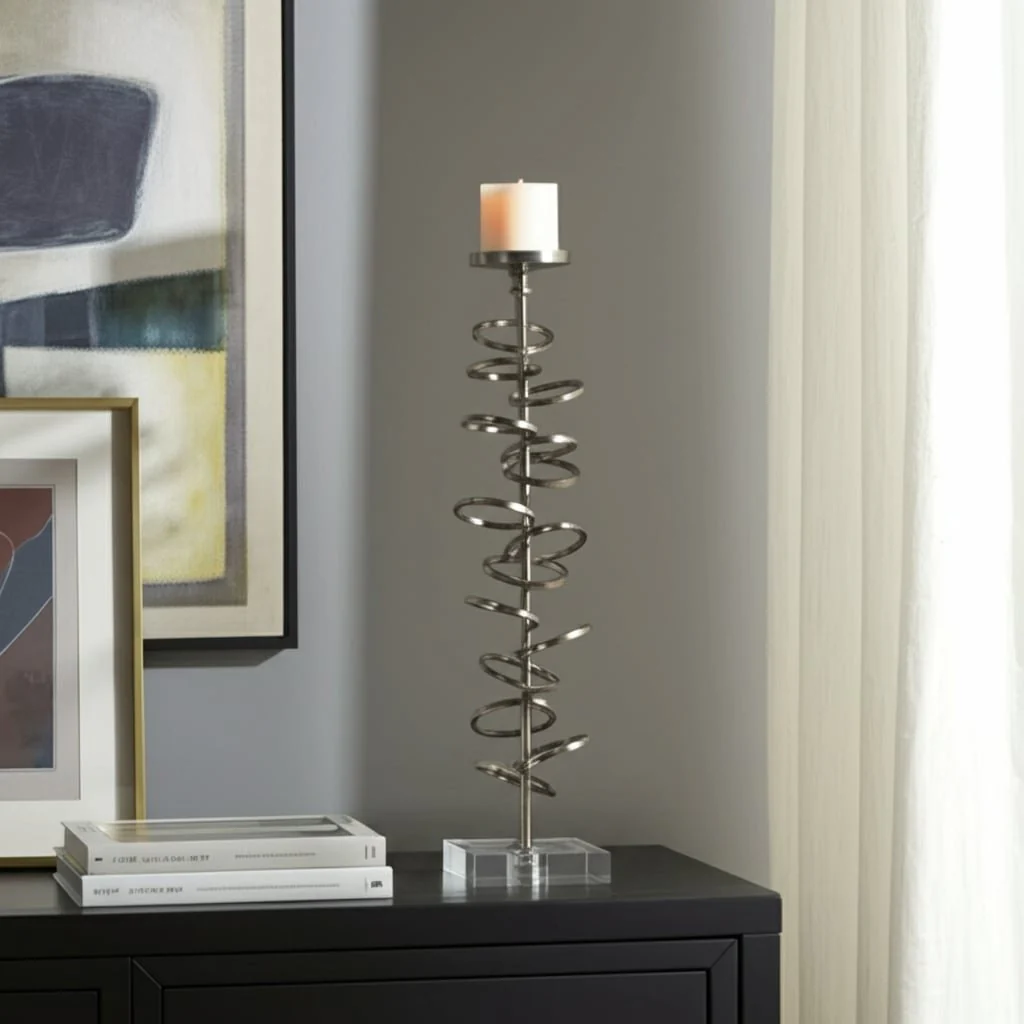 Metal, 18" Ring Toss On Acrylic Candleholder, Gunm - Image 12