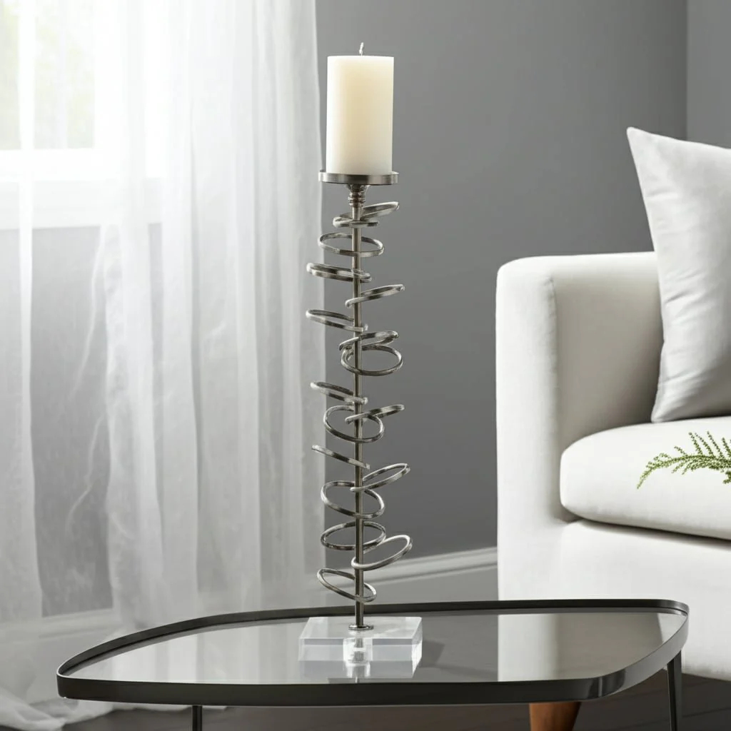 Metal, 18" Ring Toss On Acrylic Candleholder, Gunm - Image 13