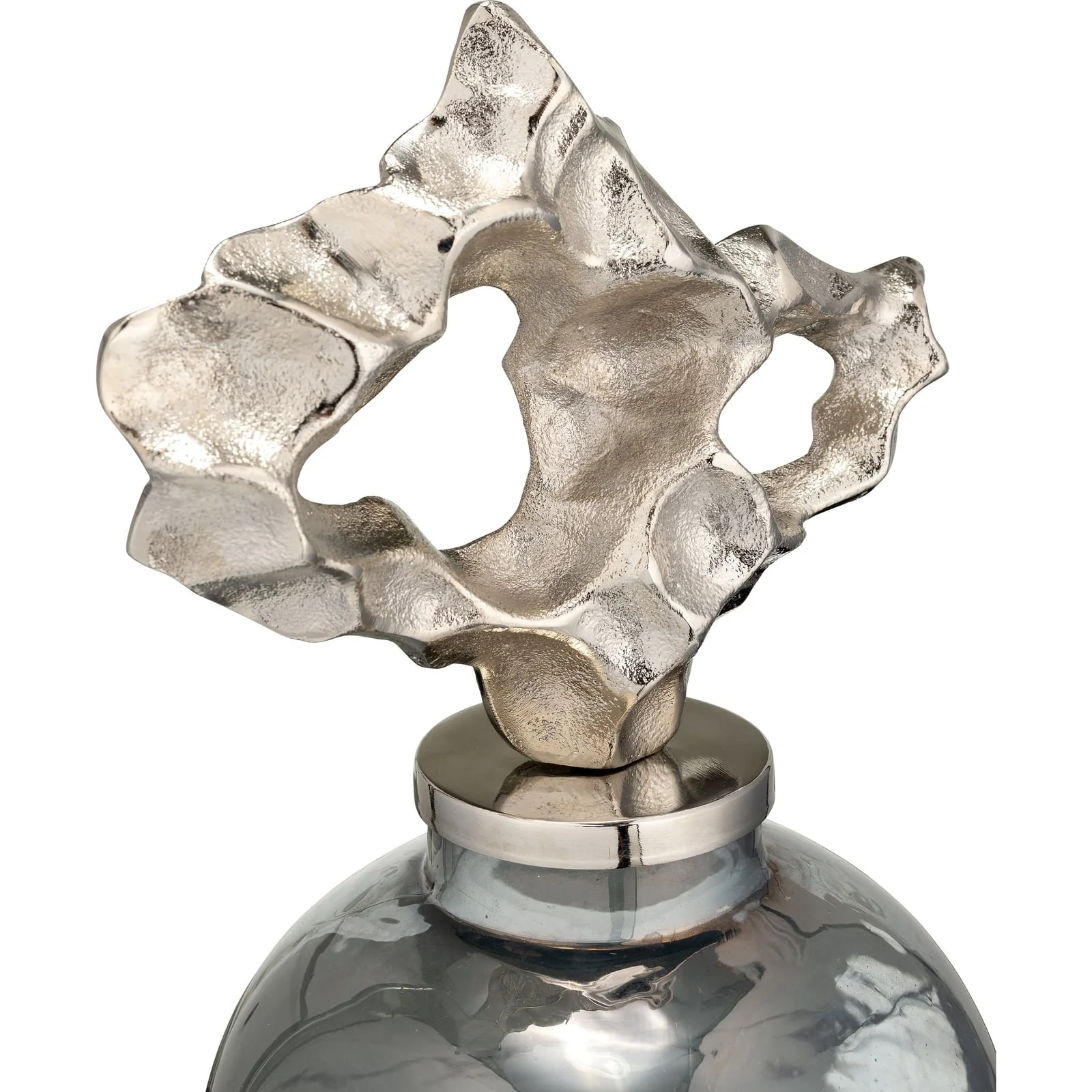Metal, 18" Vase W/ Textured Lid, Gray/silver - Image 5