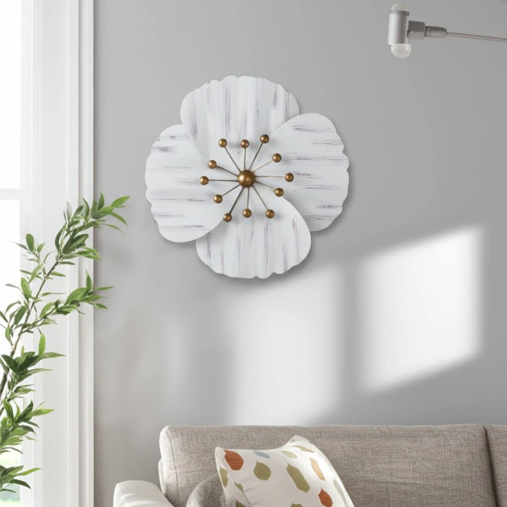 Metal 18" Wall Flower, White,wb - Image 10