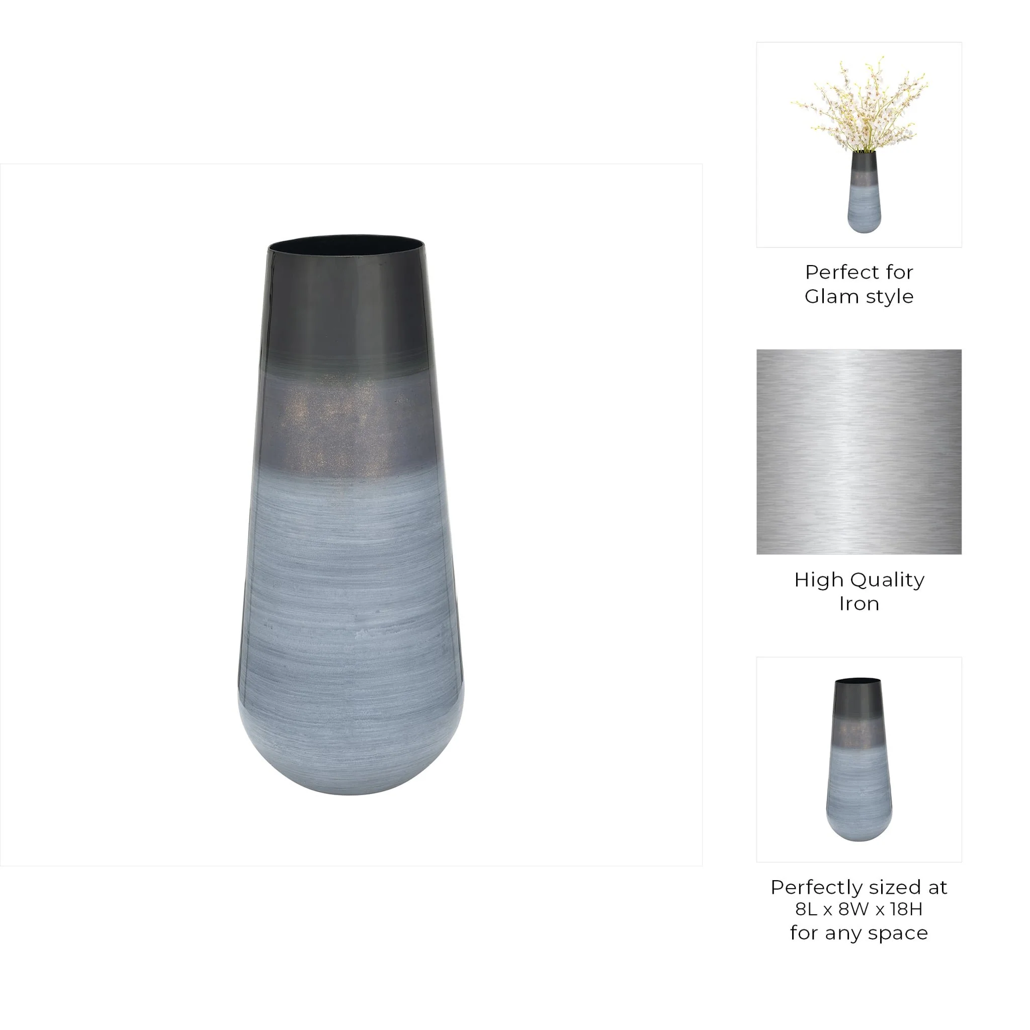 Metal 18"h Alabastron Vase, Multi - Image 7