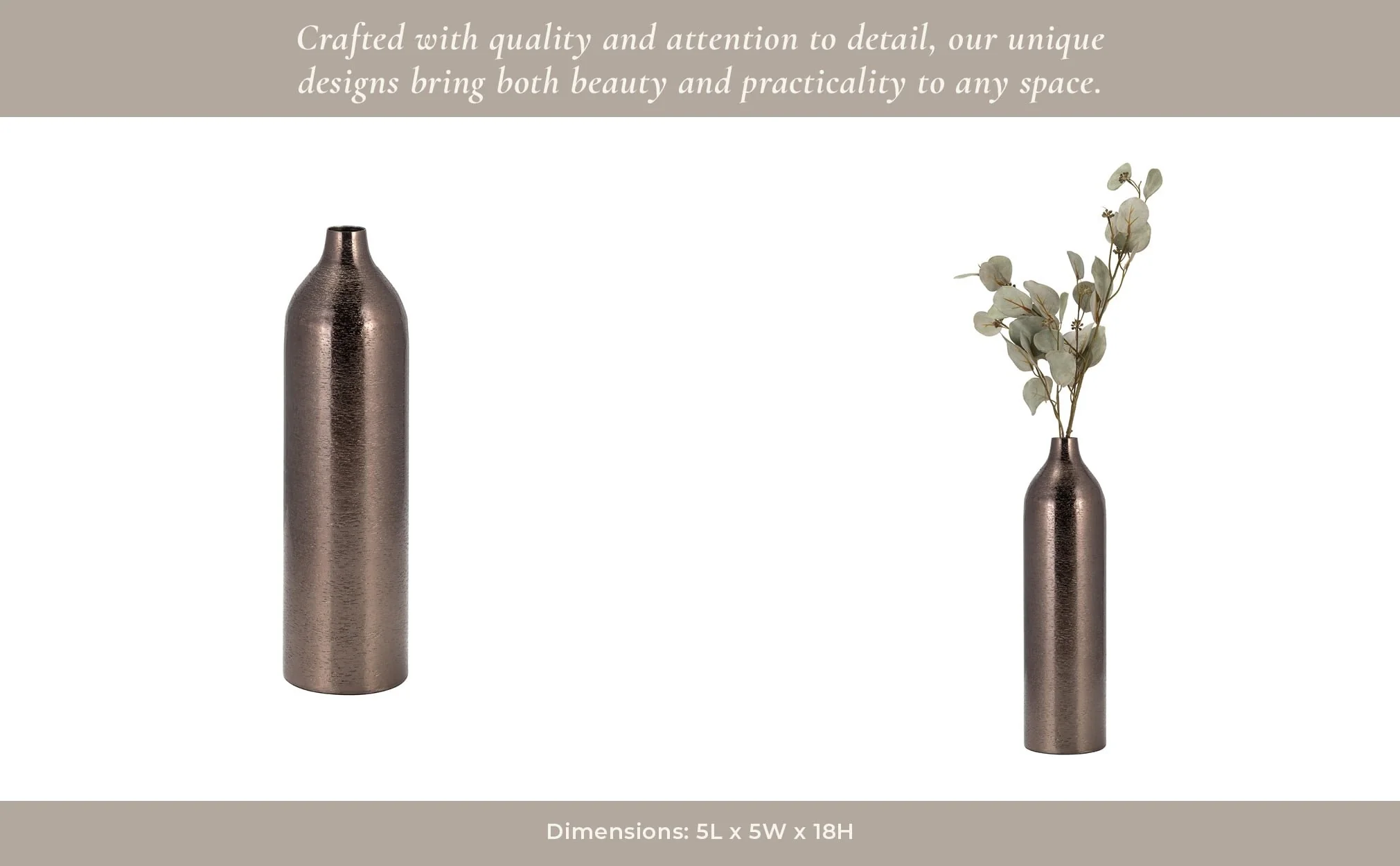 Metal, 18"h Cylinder Vase, Black - Image 12
