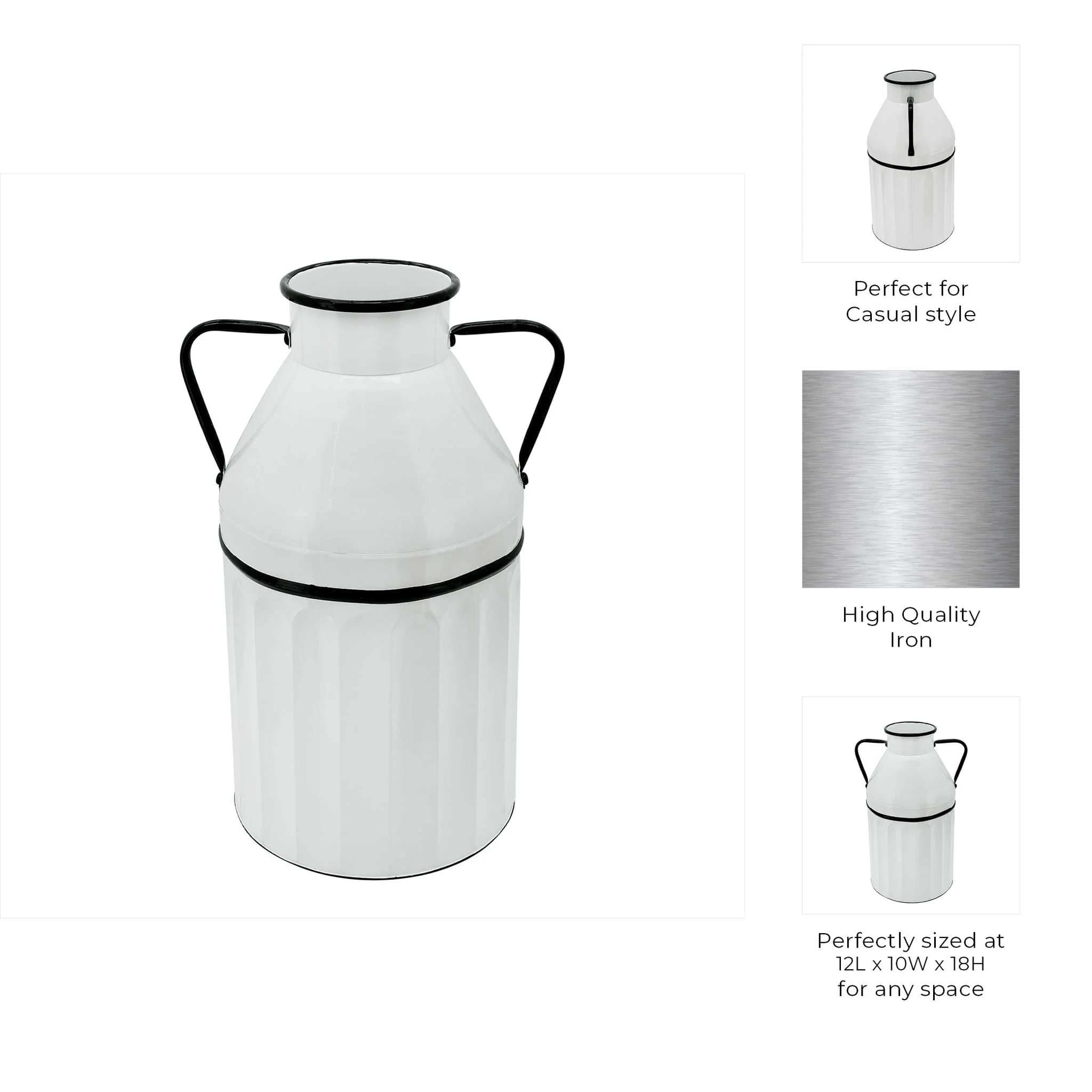 Metal 18"h Milk Bucket, White - Image 5