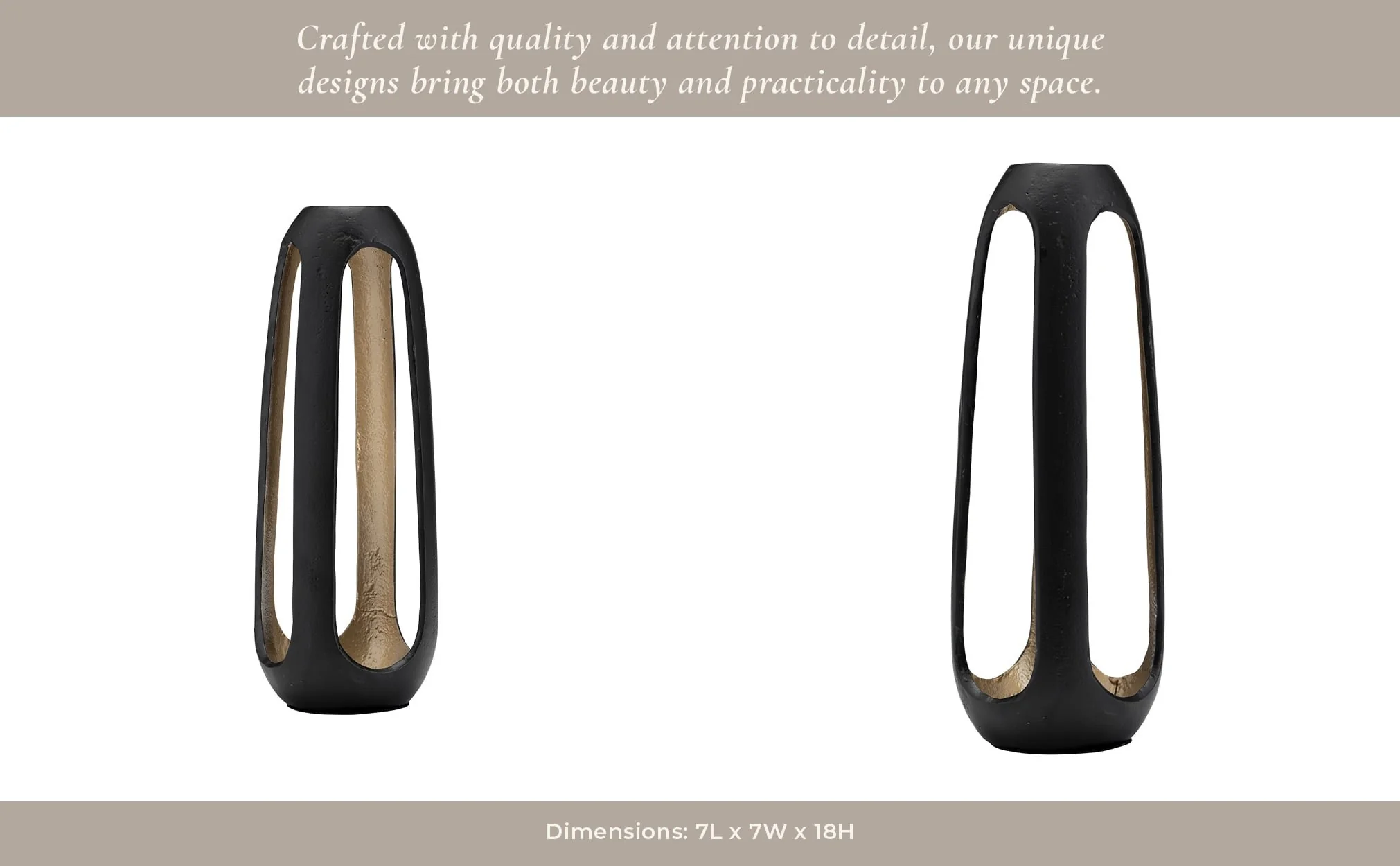 Metal,18"h,open Vase,matte Black - Image 9
