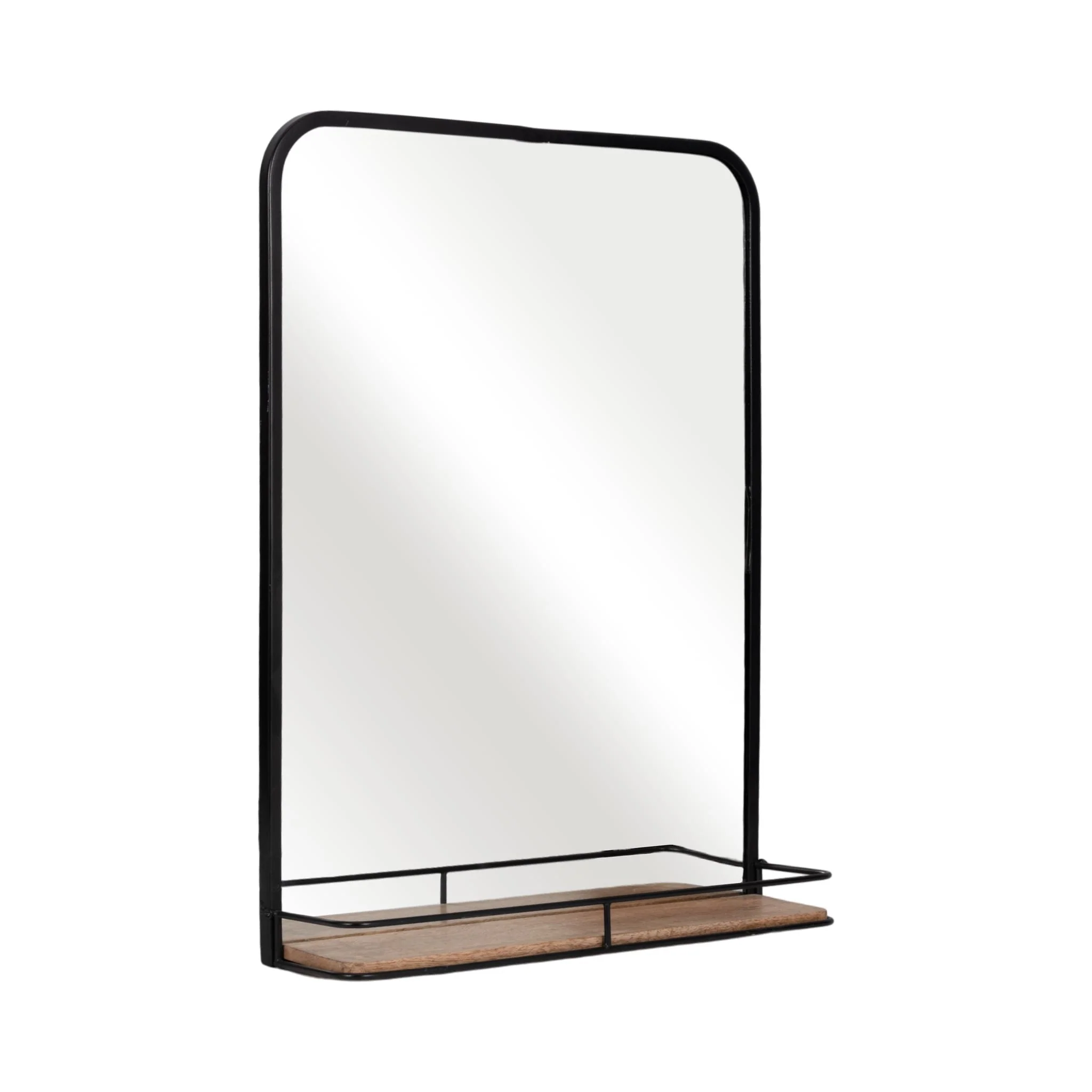 Metal, 18x24  Mirror W/ Folding Shelf, Black/brown - Image 2