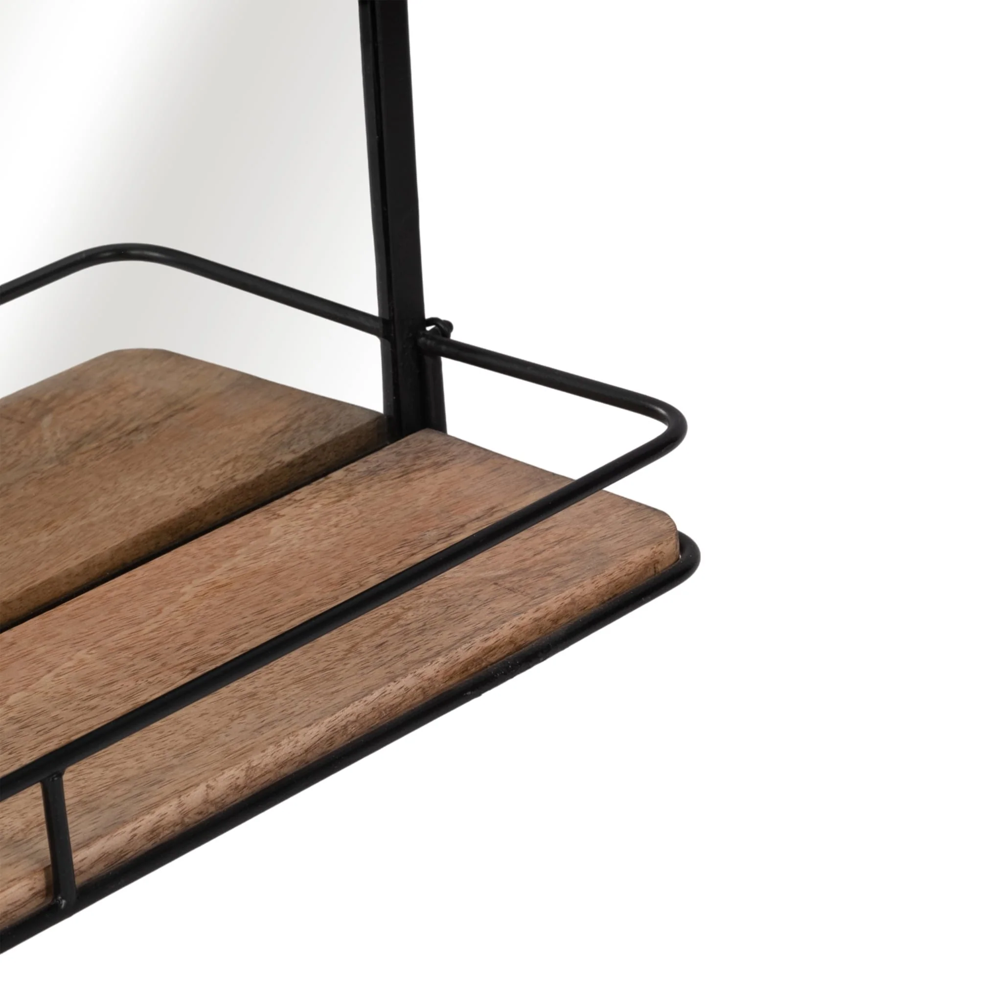Metal, 18x24  Mirror W/ Folding Shelf, Black/brown - Image 4