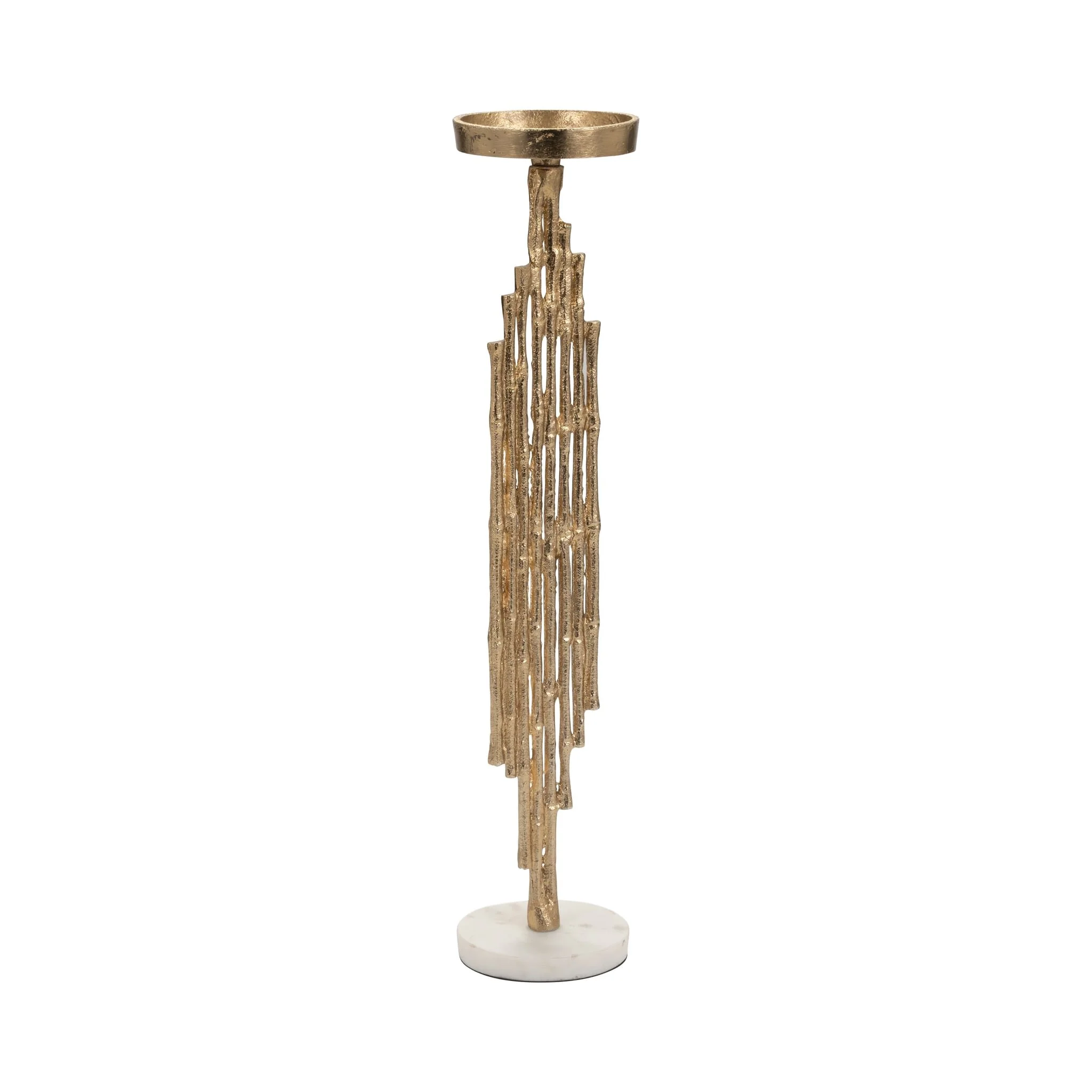 Metal, 19" Contemporary Candle Holder, Gold - Image 3