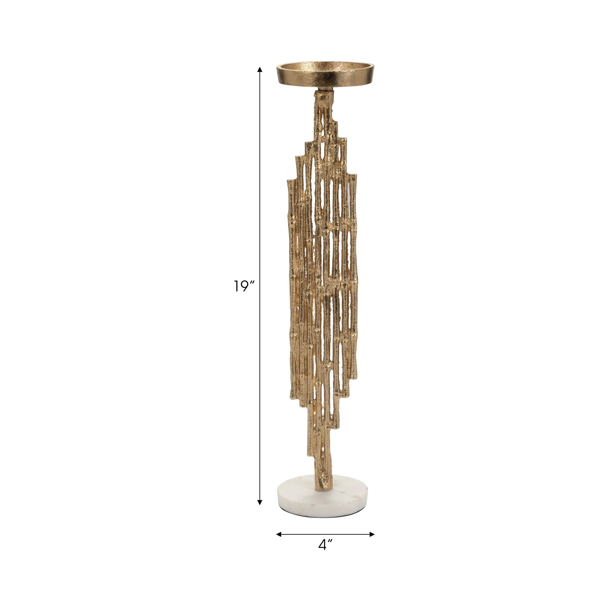 Metal, 19" Contemporary Candle Holder, Gold - Image 9