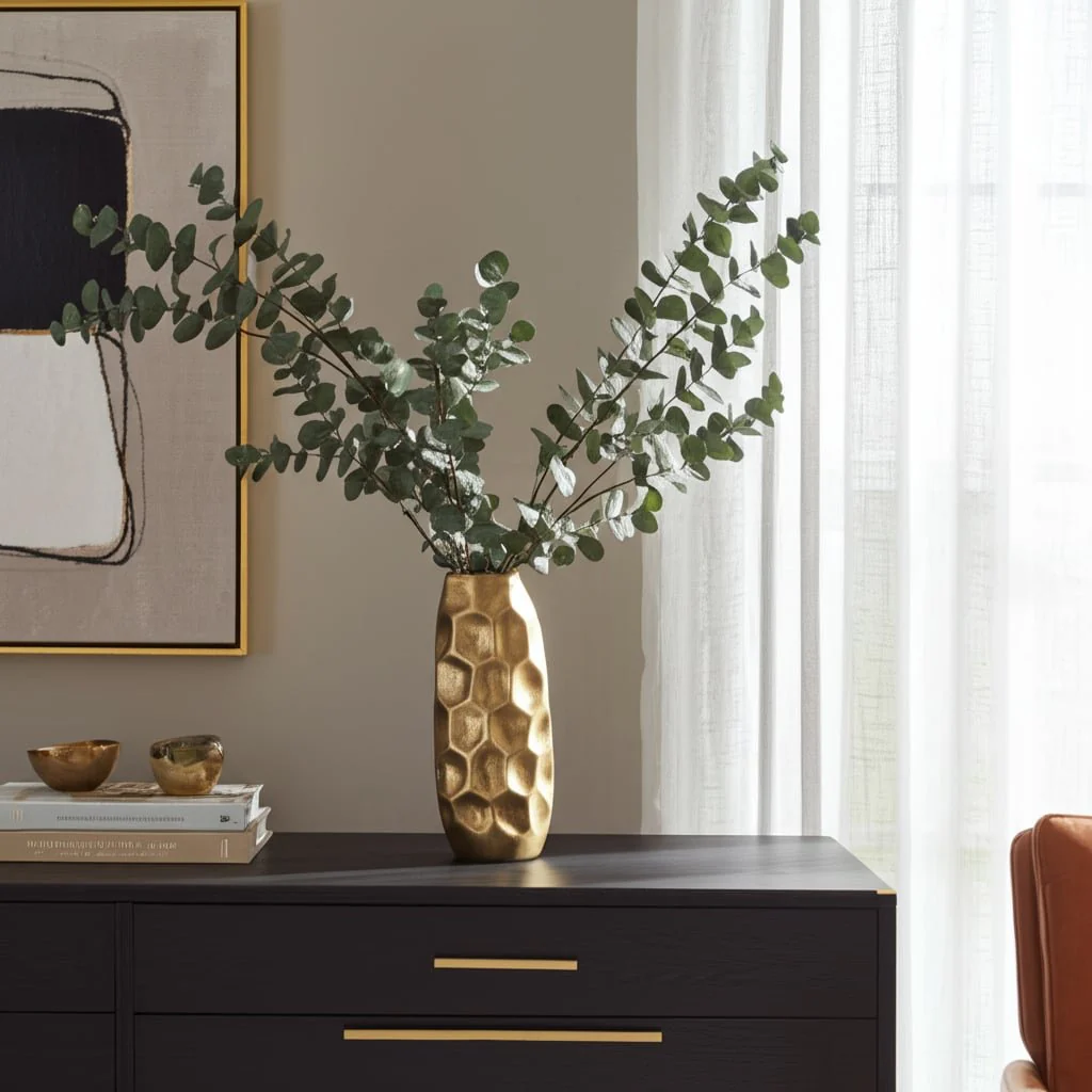 Metal, 19" Cut-out Vase, Gold - Image 11