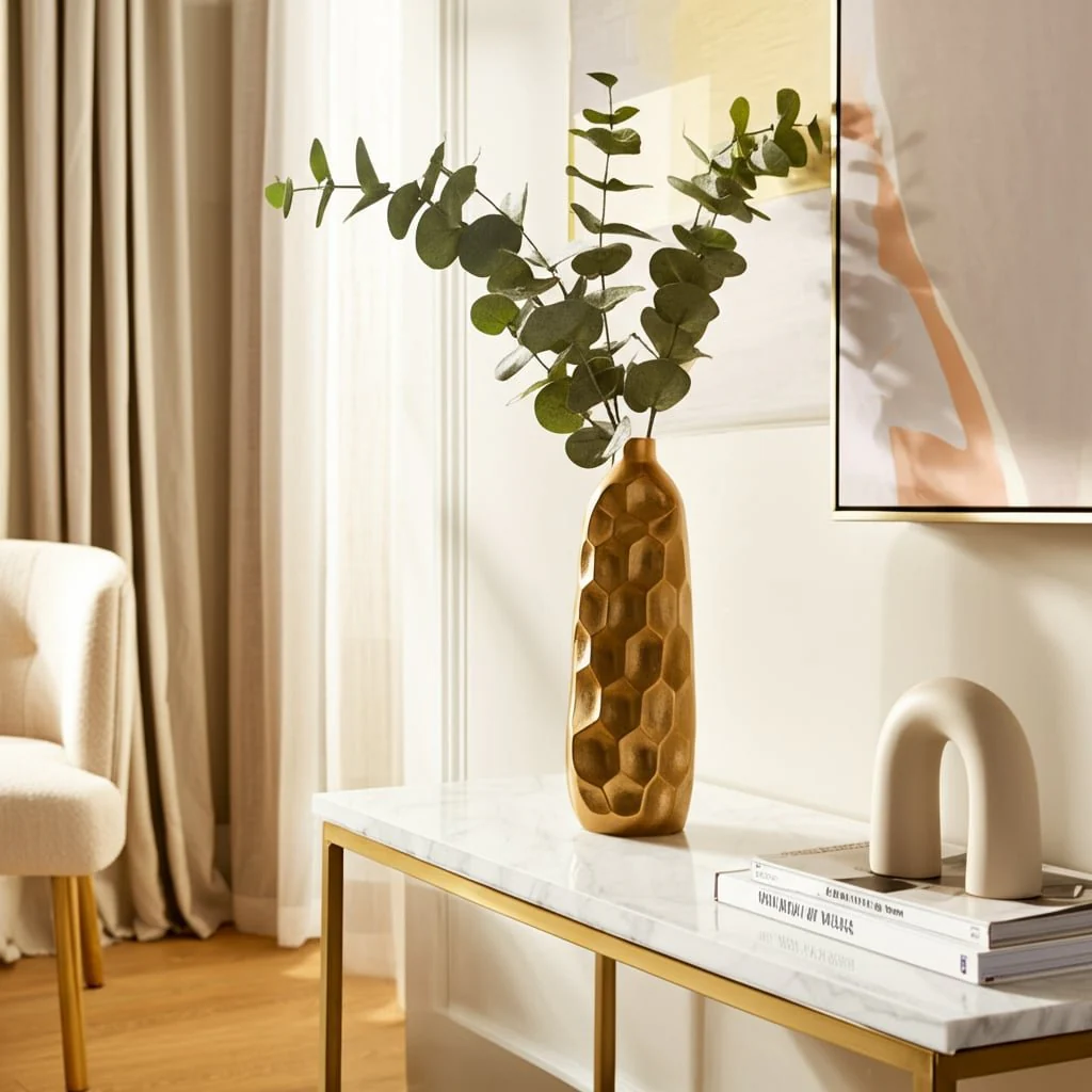 Metal, 19" Cut-out Vase, Gold - Image 12