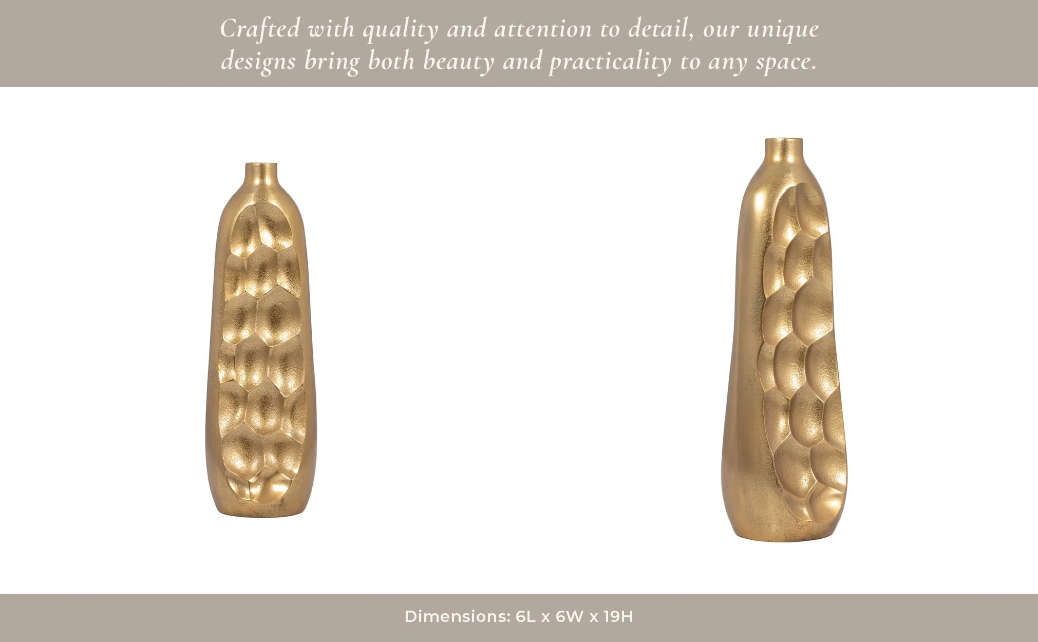 Metal, 19" Cut-out Vase, Gold - Image 15