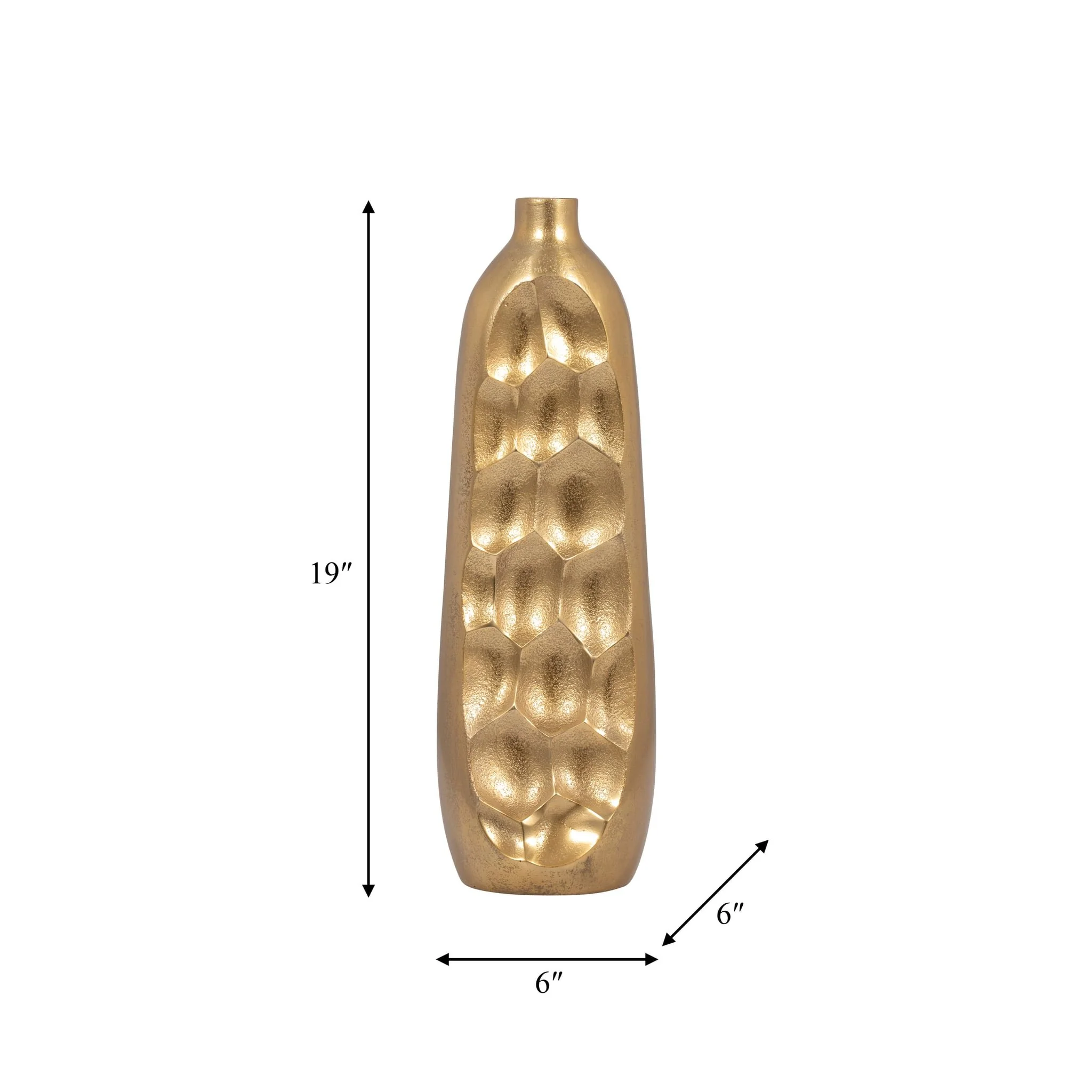 Metal, 19" Cut-out Vase, Gold - Image 9