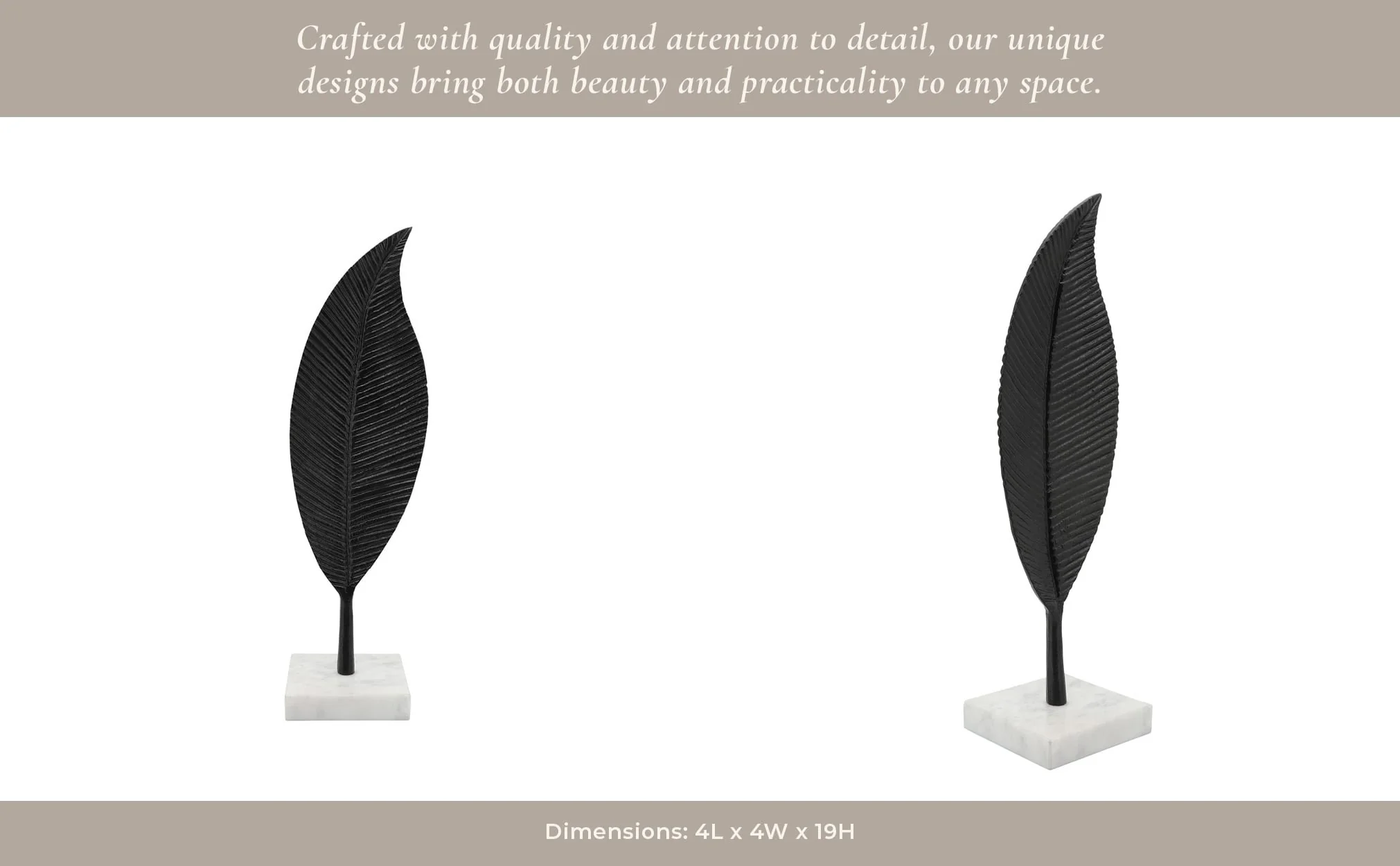 Metal 19" Leaf Table Deco, Black - Image 10