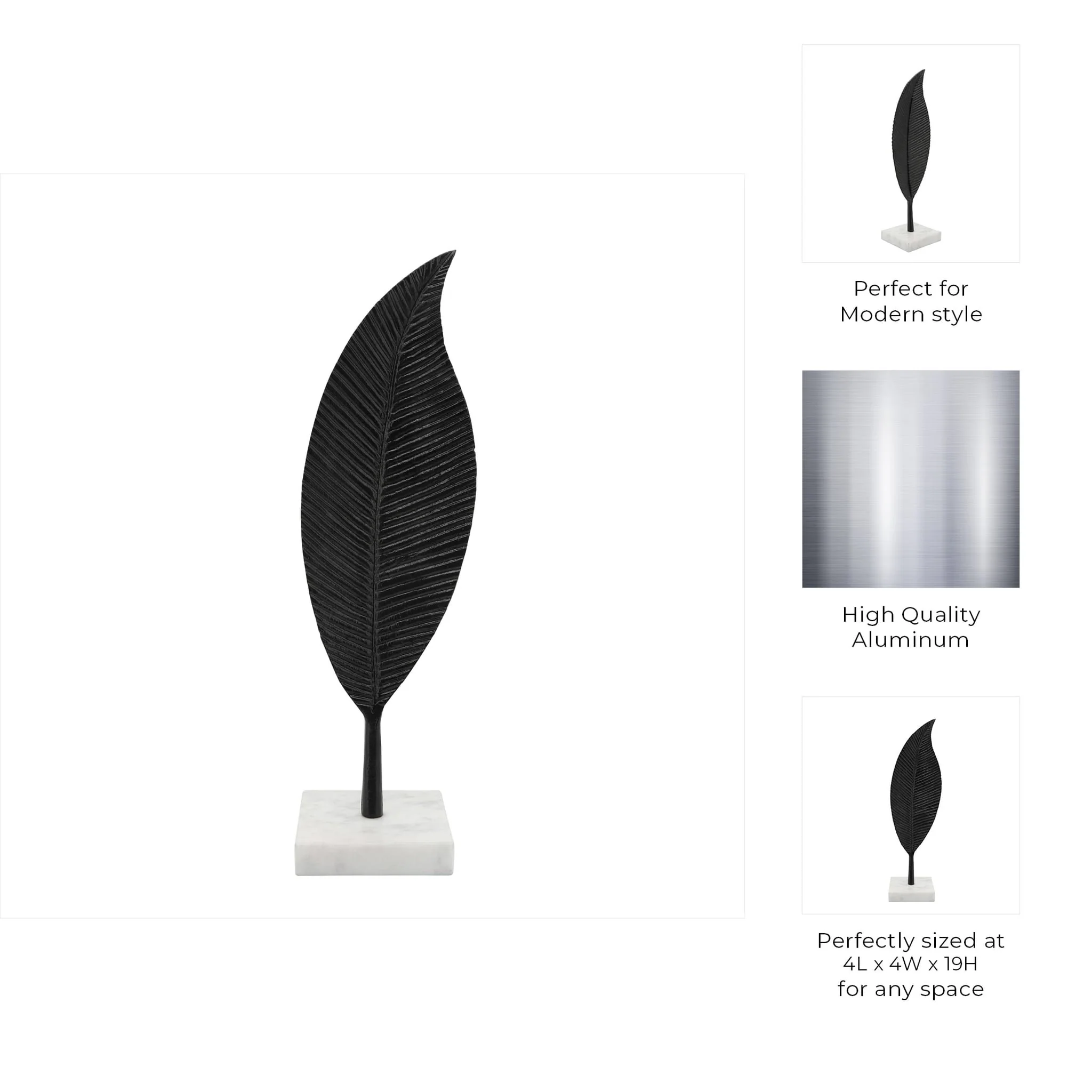 Metal 19" Leaf Table Deco, Black - Image 7