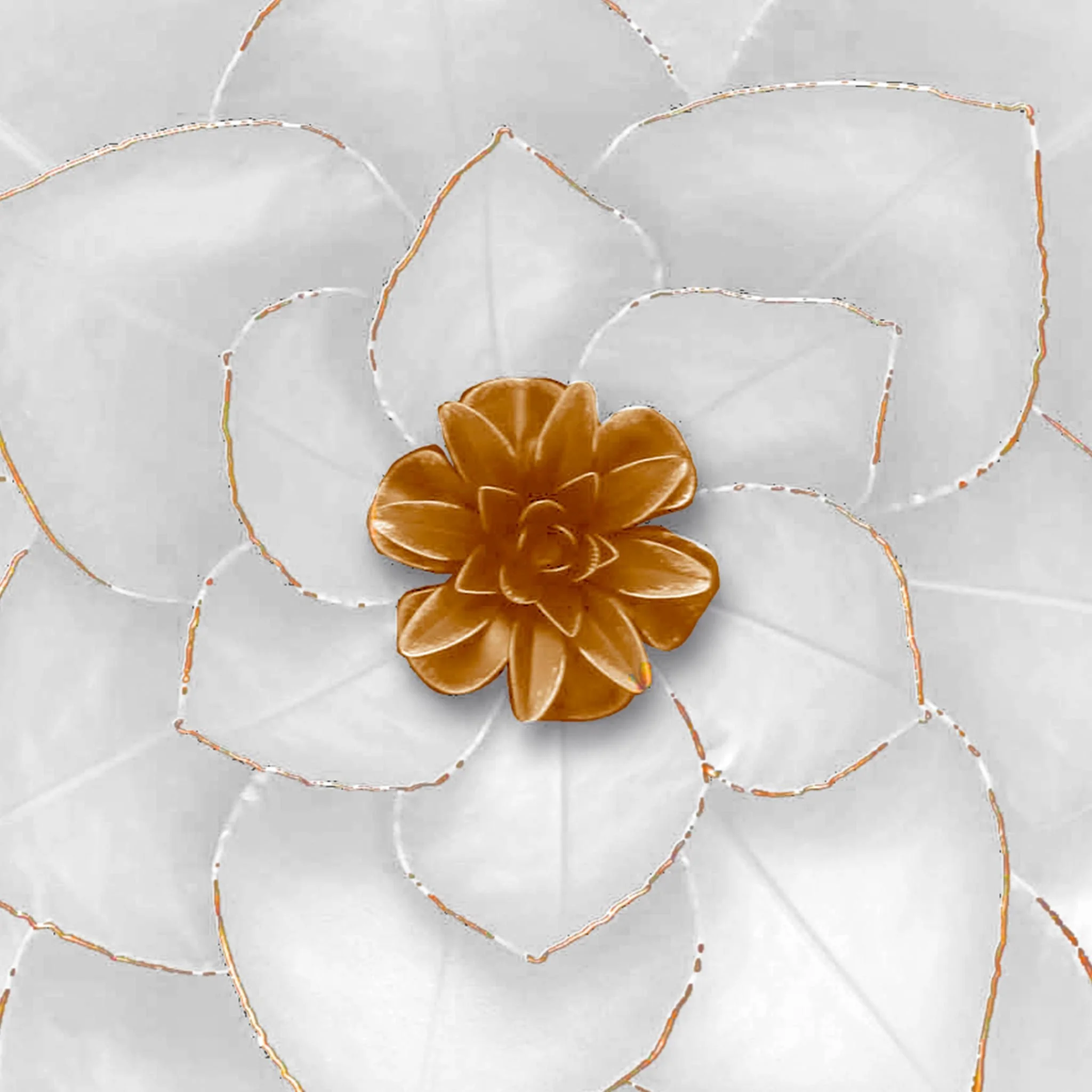 Metal 19" Lotus Wall Deco, White/gold - Image 5