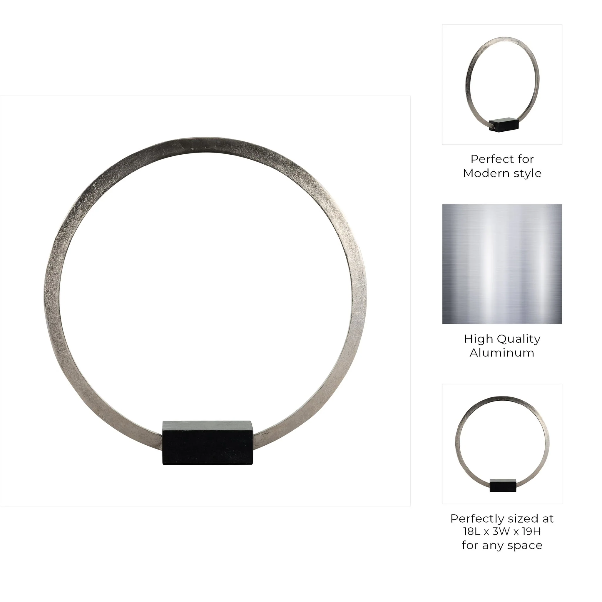Metal,19",standing Ring W/base ,nickel/black - Image 10