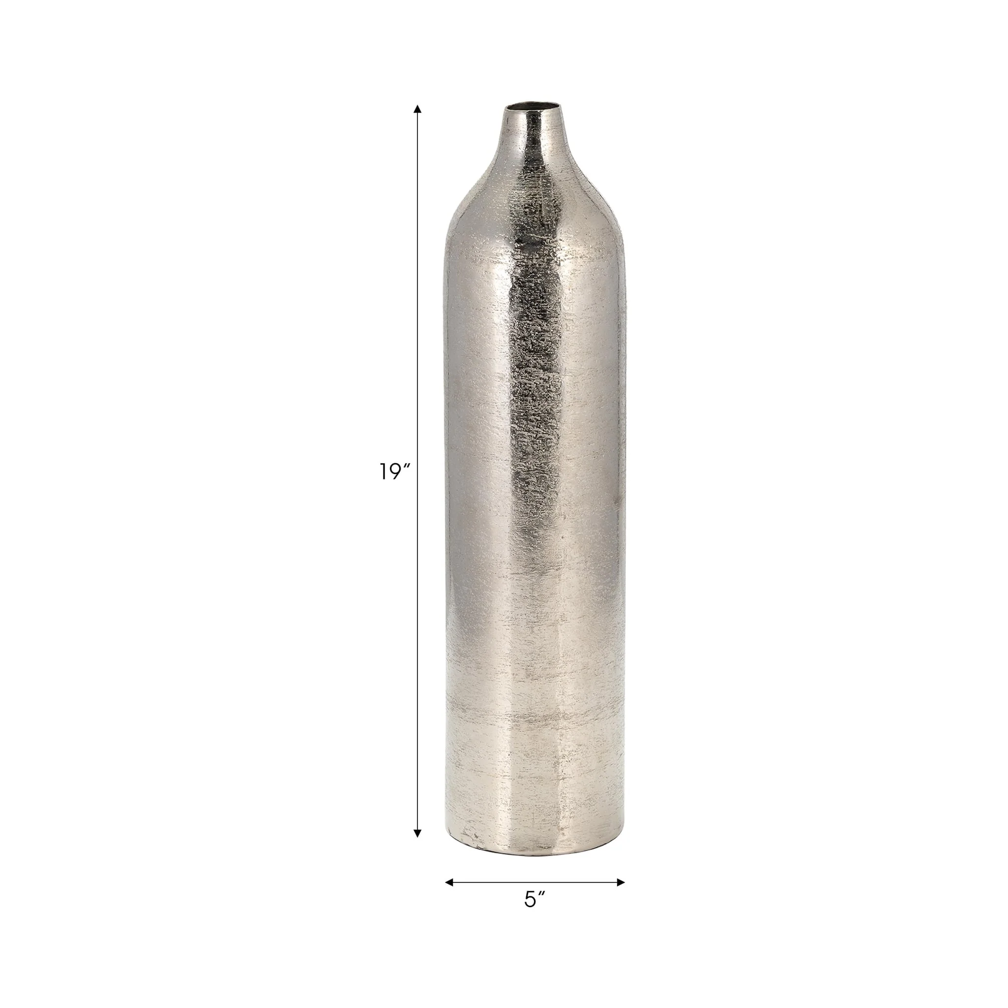 Metal, 19"h Cylinder Vase, Silver - Image 6