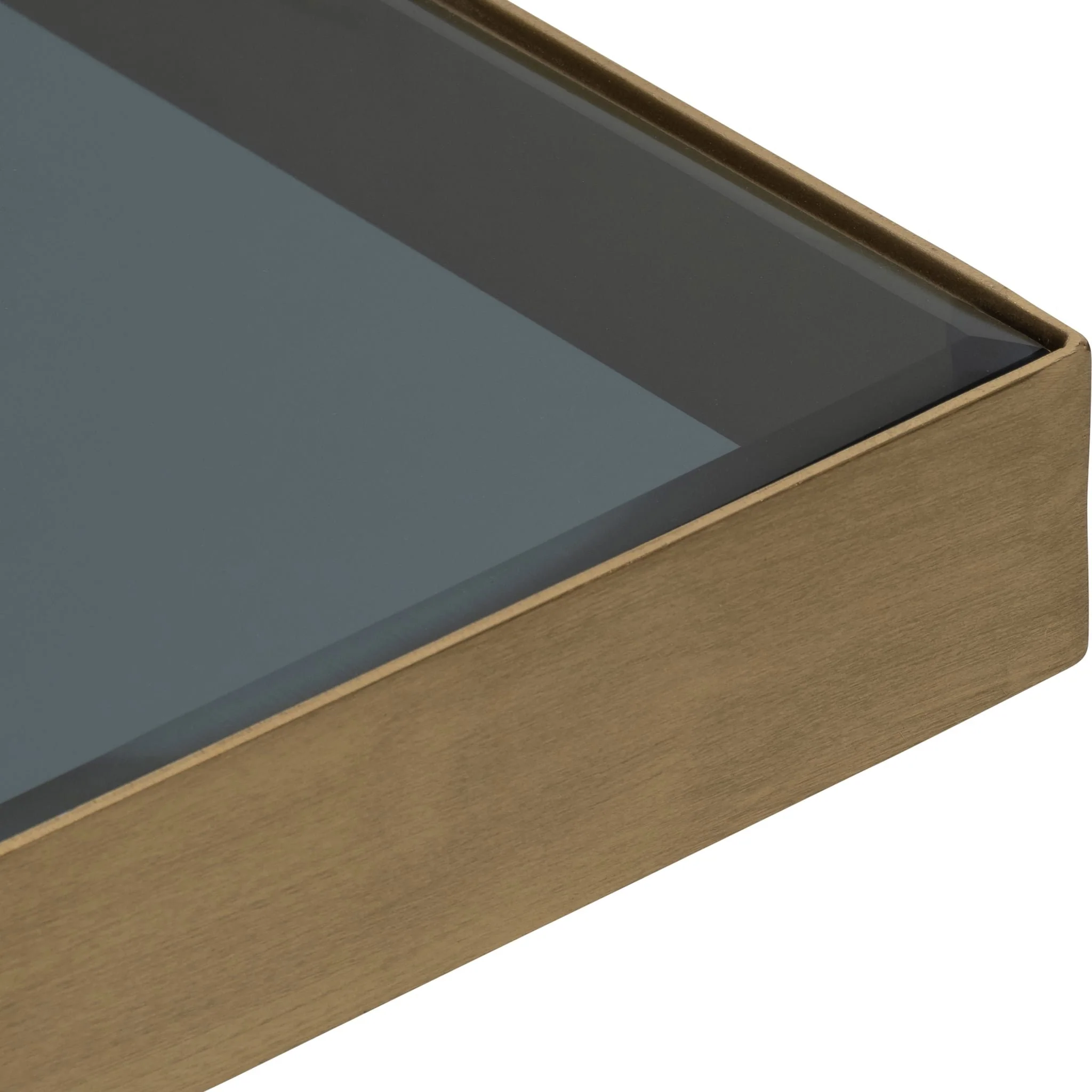 Metal, 20" Contemporary Side Table, Gold/black Gla - Image 4