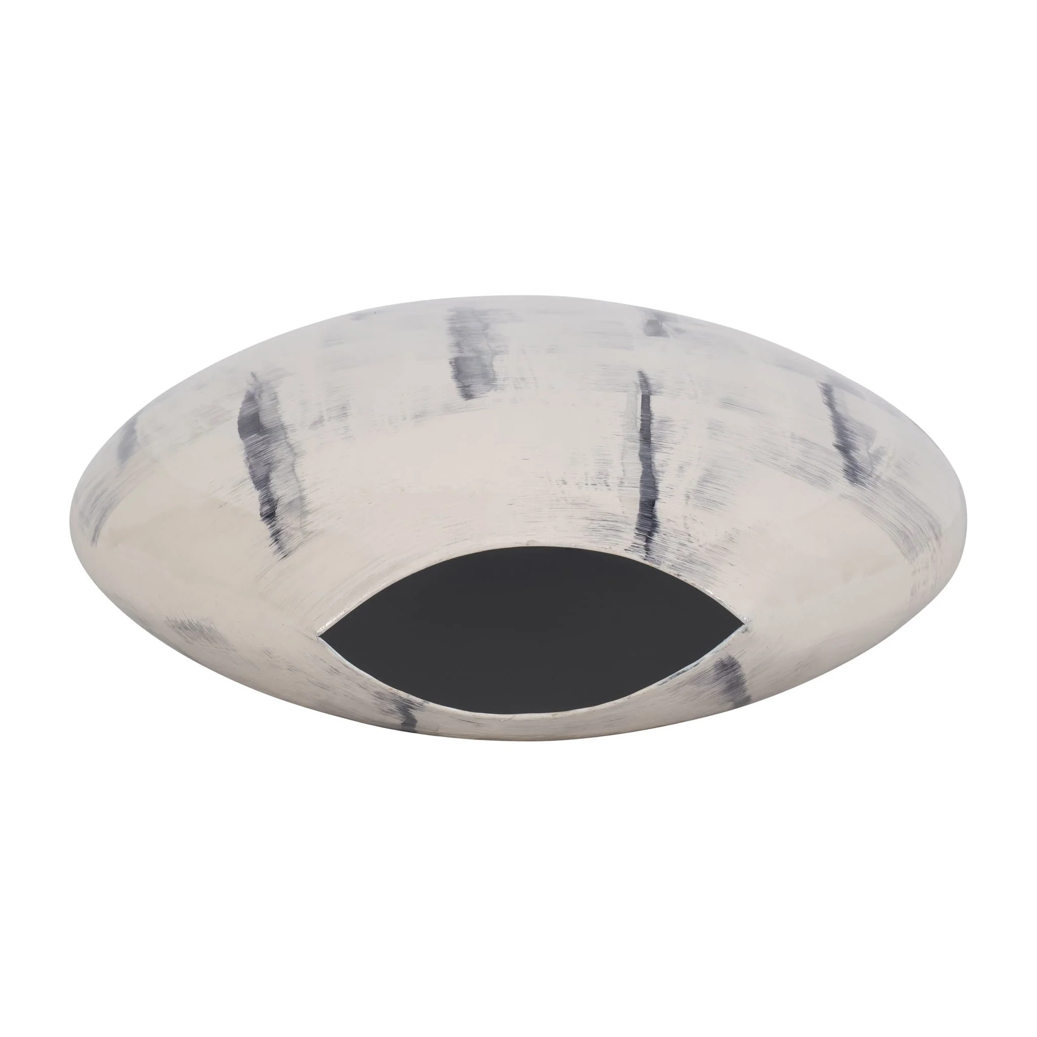 Metal, 20" Enameled Round Vase, Distressed White - Image 6