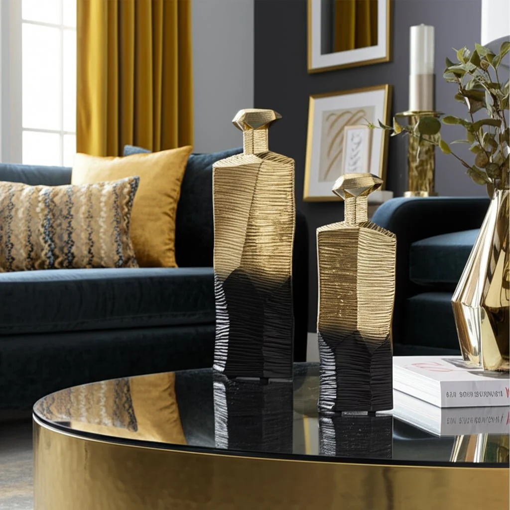 Metal,20",rigged Vase,gold/black - Image 14