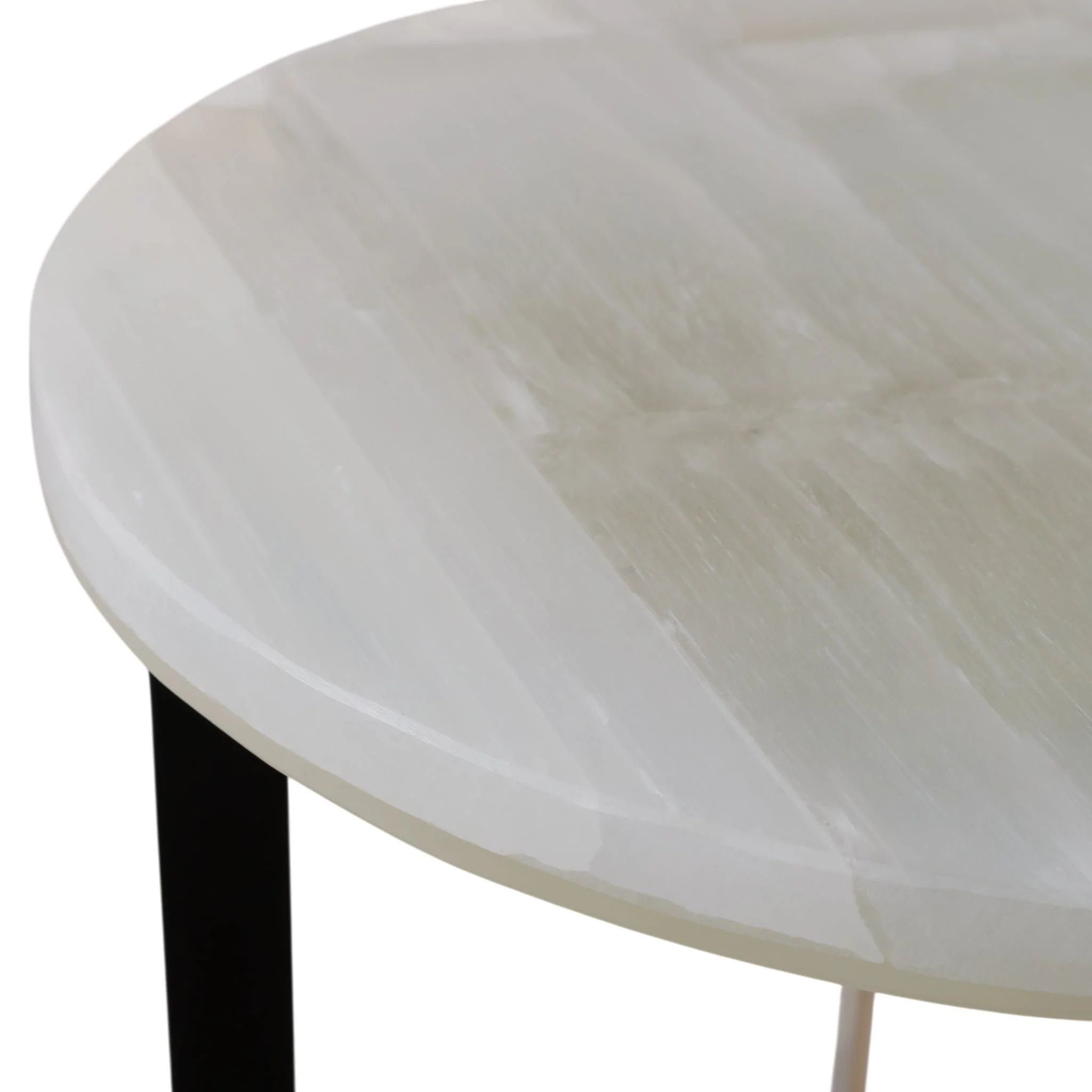 Metal, 20" Selenite Top Accent Table, Ivory/gold - Image 6