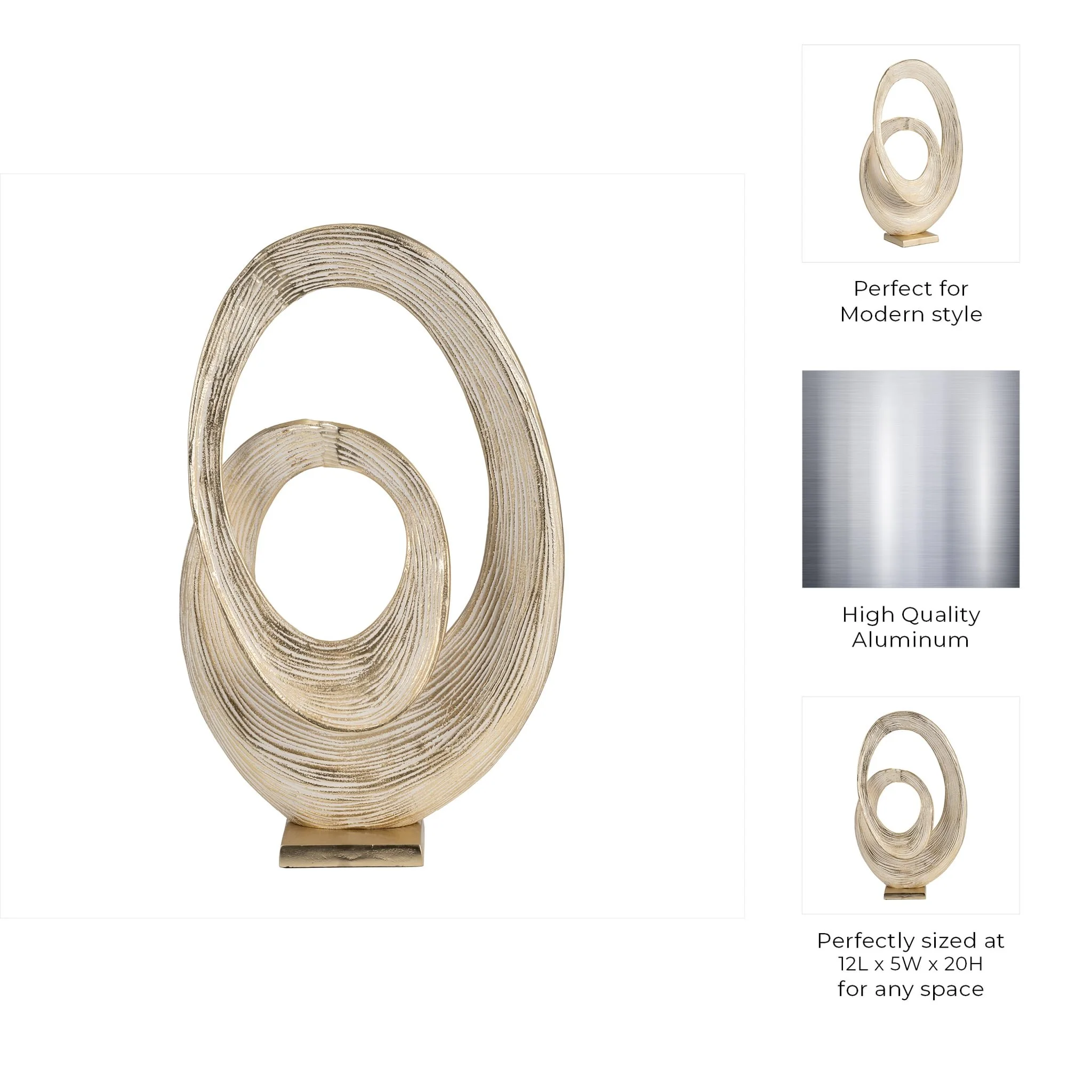 Metal, 20" Swirl Table Top Deco, Gold - Image 10