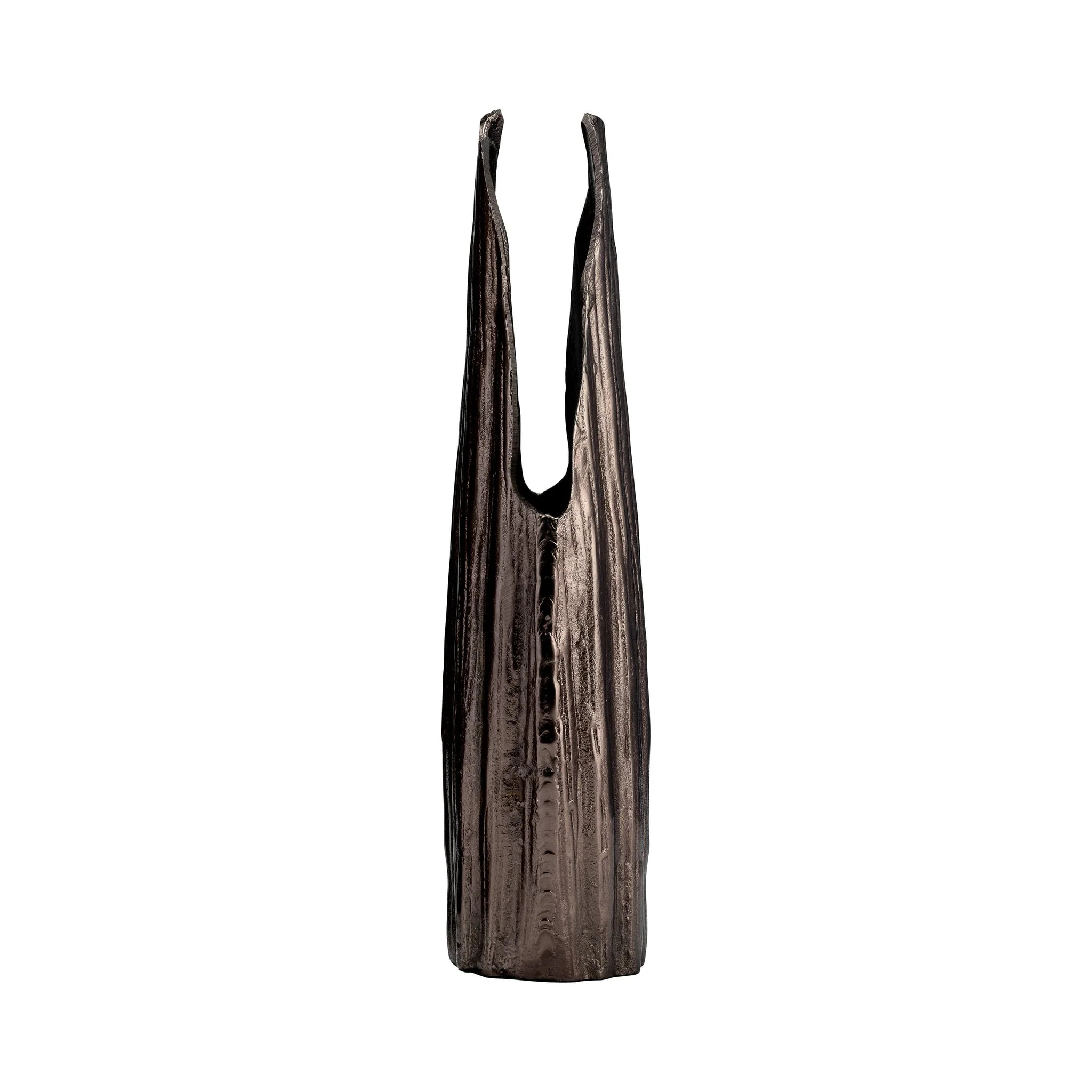 Metal, 20"h, Abstract Ridged Vase, Blk Nickel - Image 3