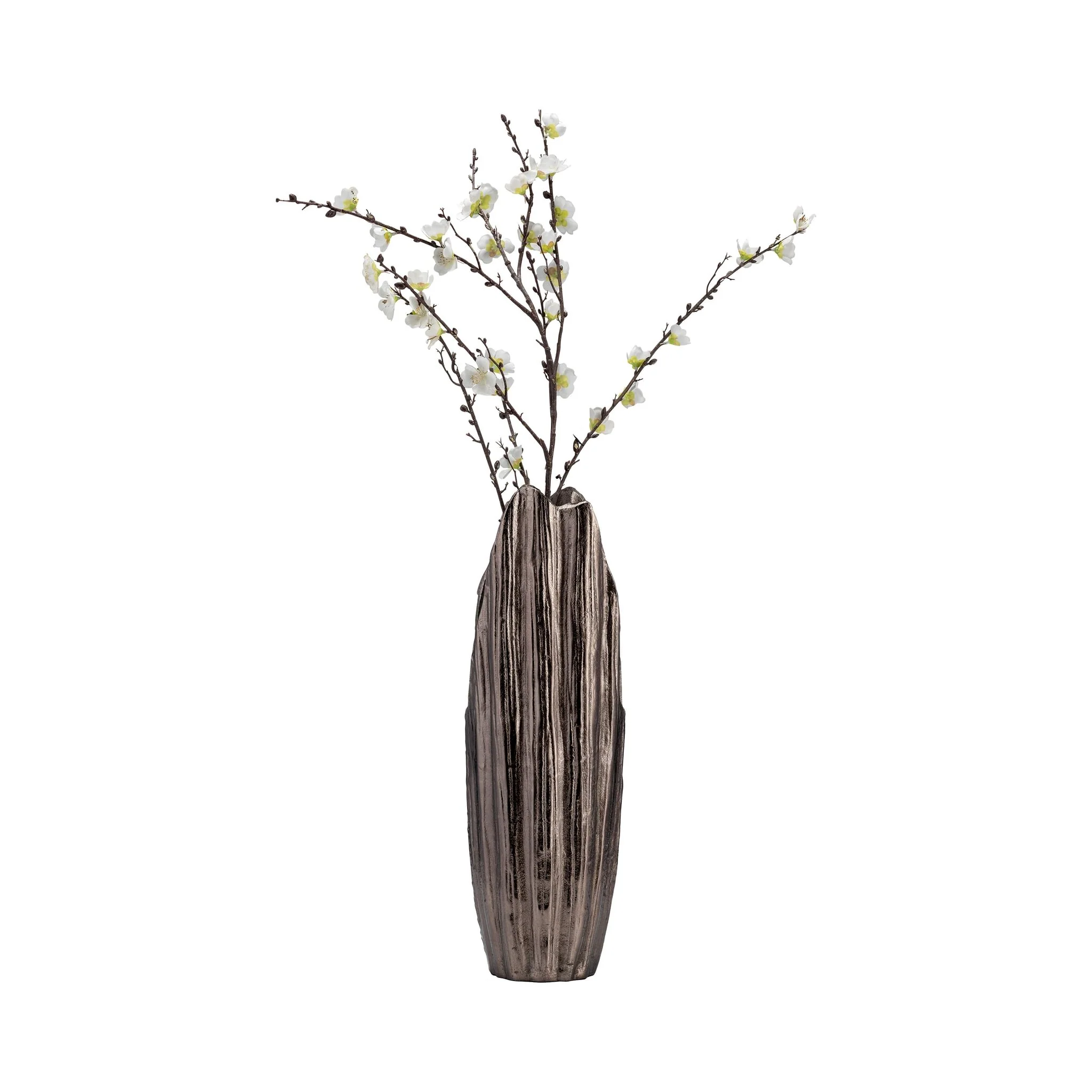 Metal, 20"h, Abstract Ridged Vase, Blk Nickel - Image 4