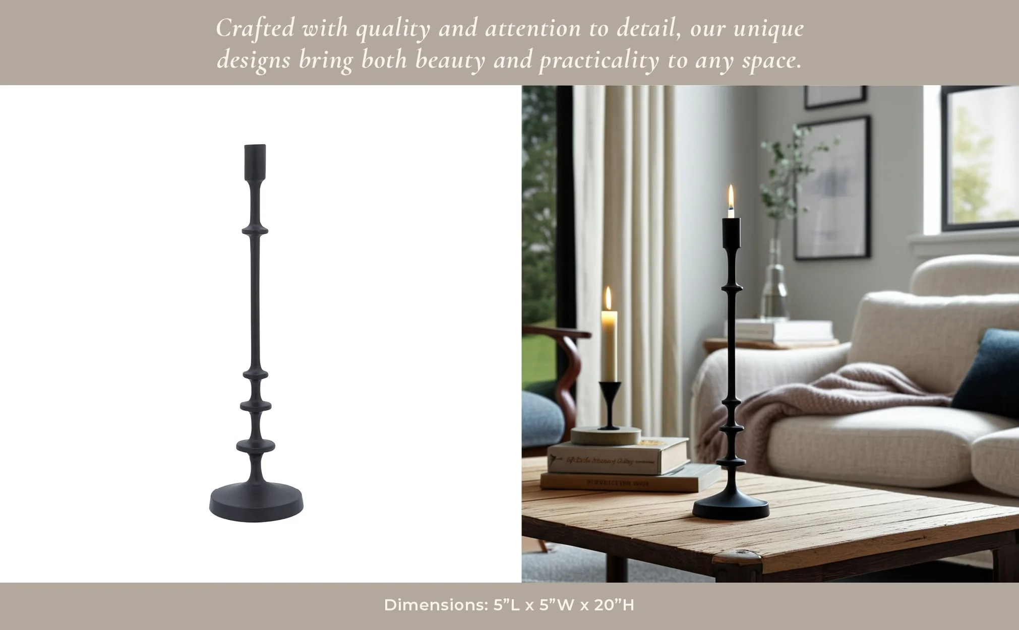 Metal, 20"h Taper Candle Holder, Black - Image 10