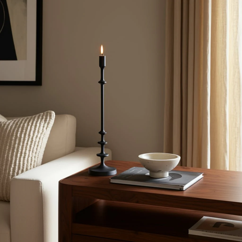 Metal, 20"h Taper Candle Holder, Black - Image 7