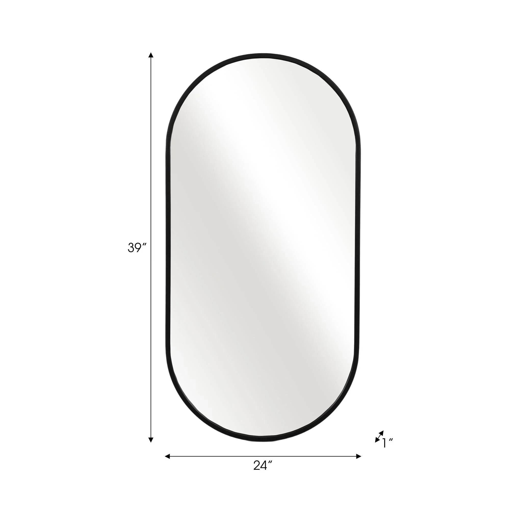 Metal, 20x40 Capsule Mirror, Black - Image 6