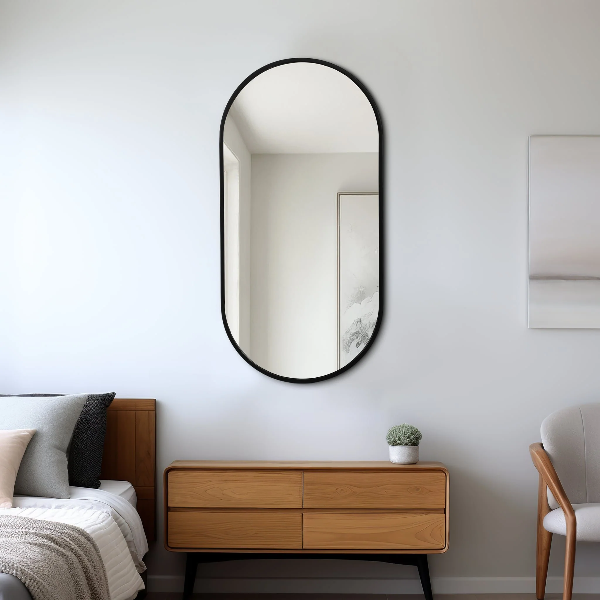 Metal, 20x40 Capsule Mirror, Black - Image 8