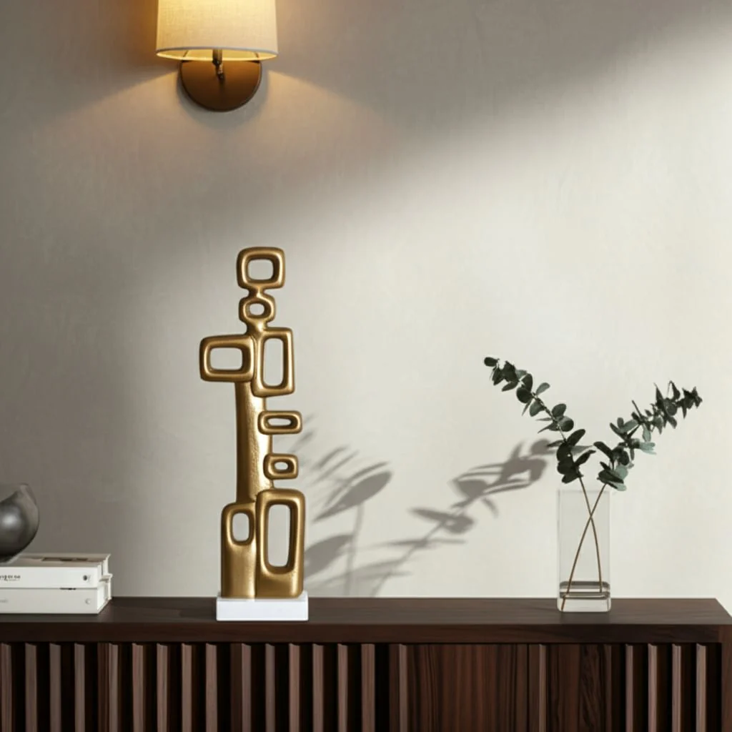 Metal, 21" Abstract Table Deco, Gold - Image 11