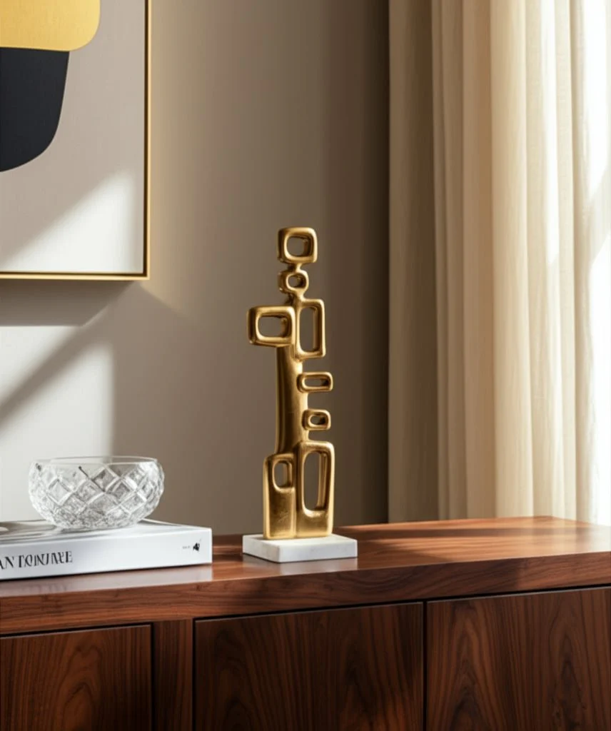 Metal, 21" Abstract Table Deco, Gold - Image 12