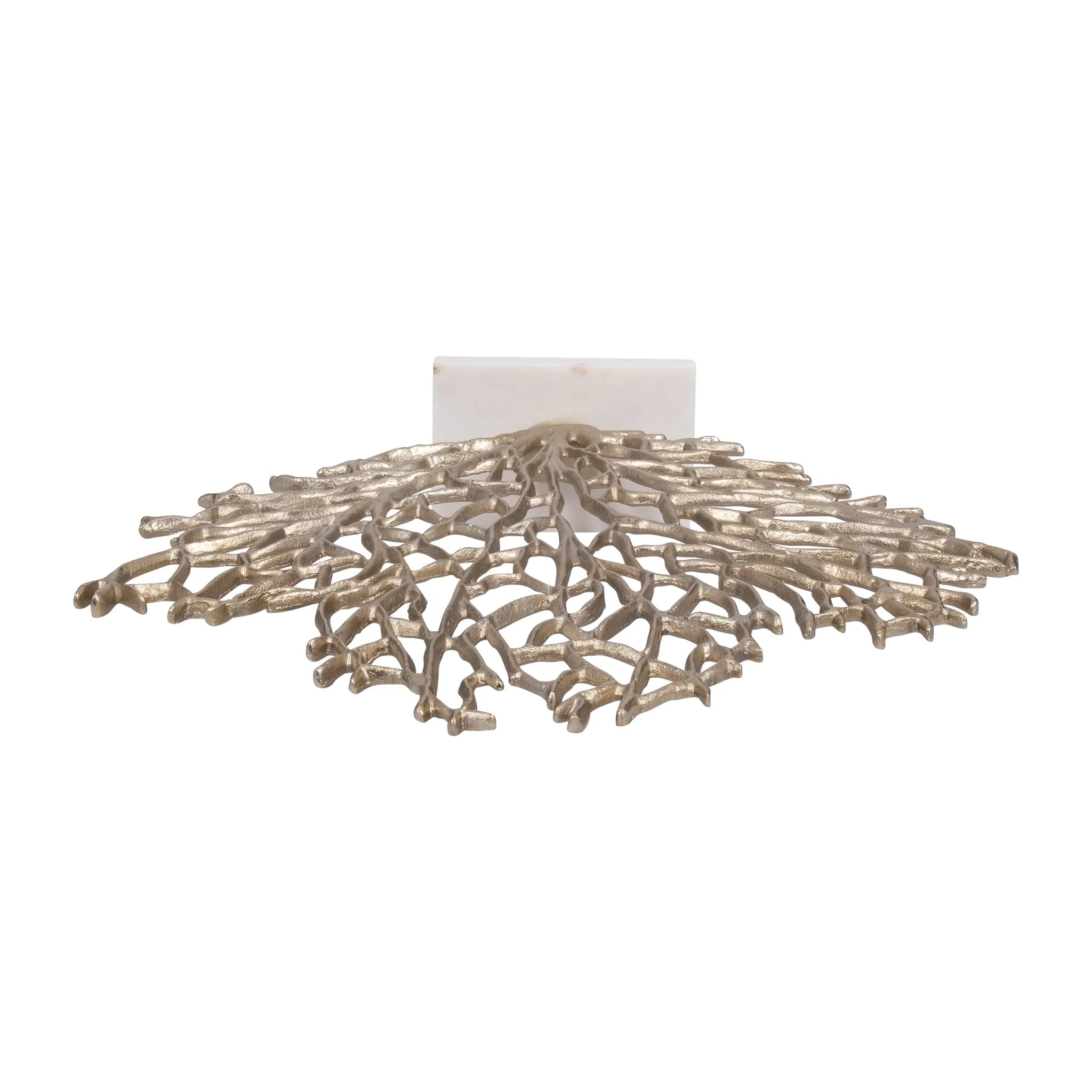 Metal, 21" Coral On Marble Base, Champagne - Image 6