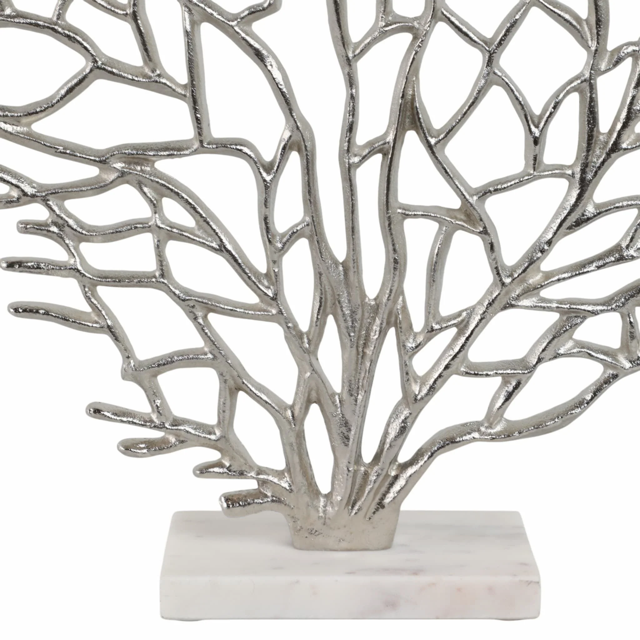 Metal, 21" Coral On Marble Base, Silver - Image 5