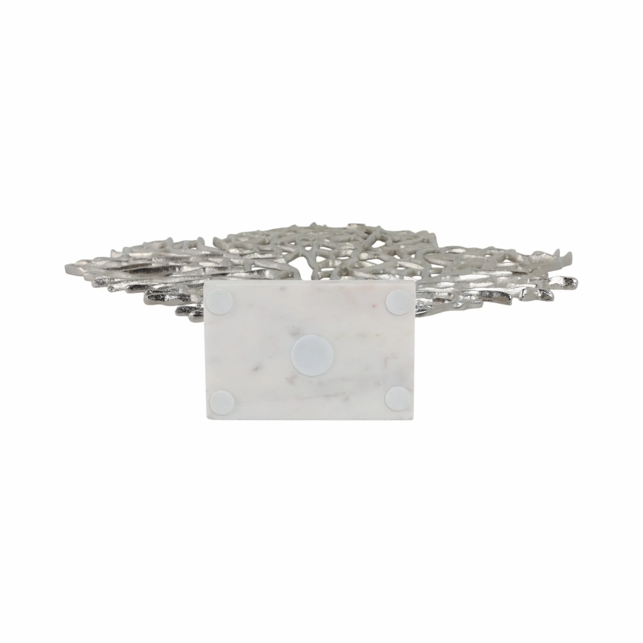 Metal, 21" Coral On Marble Base, Silver - Image 7