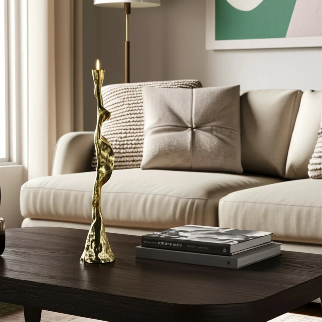 Metal, 21" Forged Taper Candleholder, Gold - Image 12