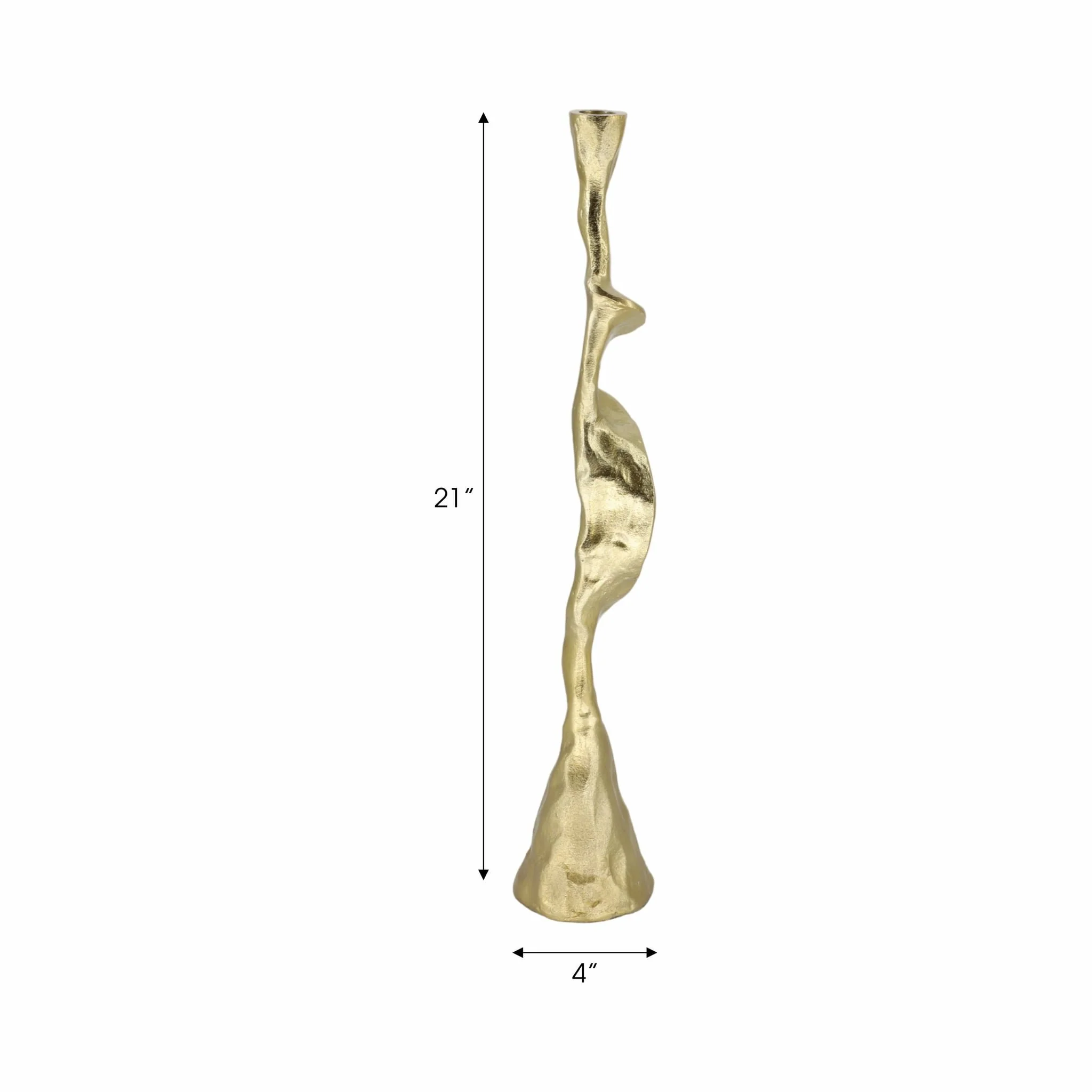 Metal, 21" Forged Taper Candleholder, Gold - Image 8