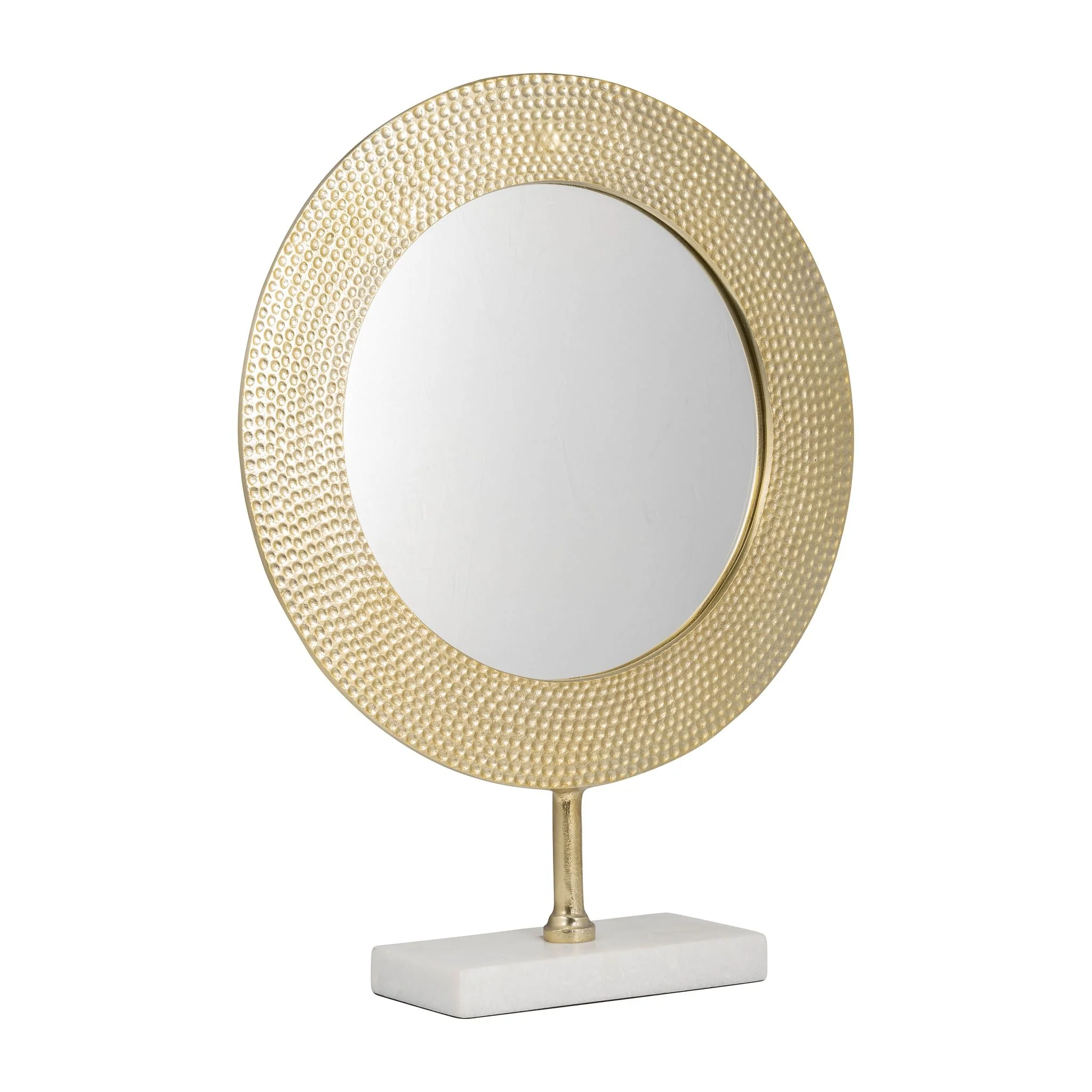 Metal 21" Hammered Mirror On Stand, Gold - Image 2