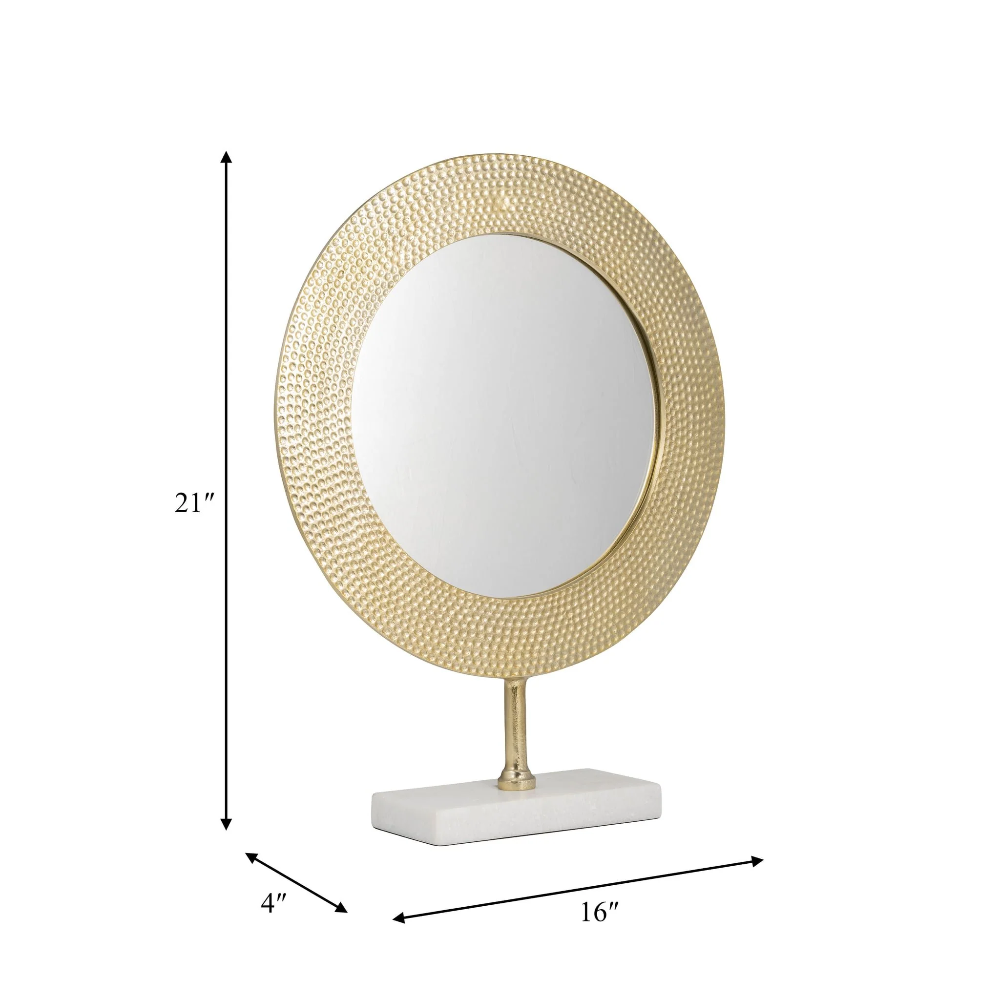 Metal 21" Hammered Mirror On Stand, Gold - Image 9