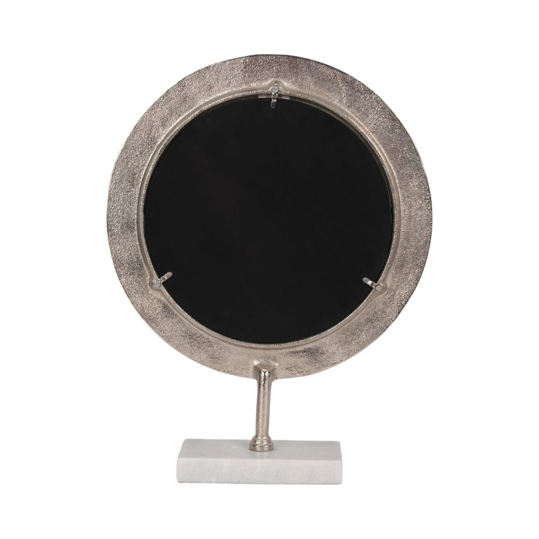 Metal 21" Hammered Mirror On Stand, Silver - Image 4