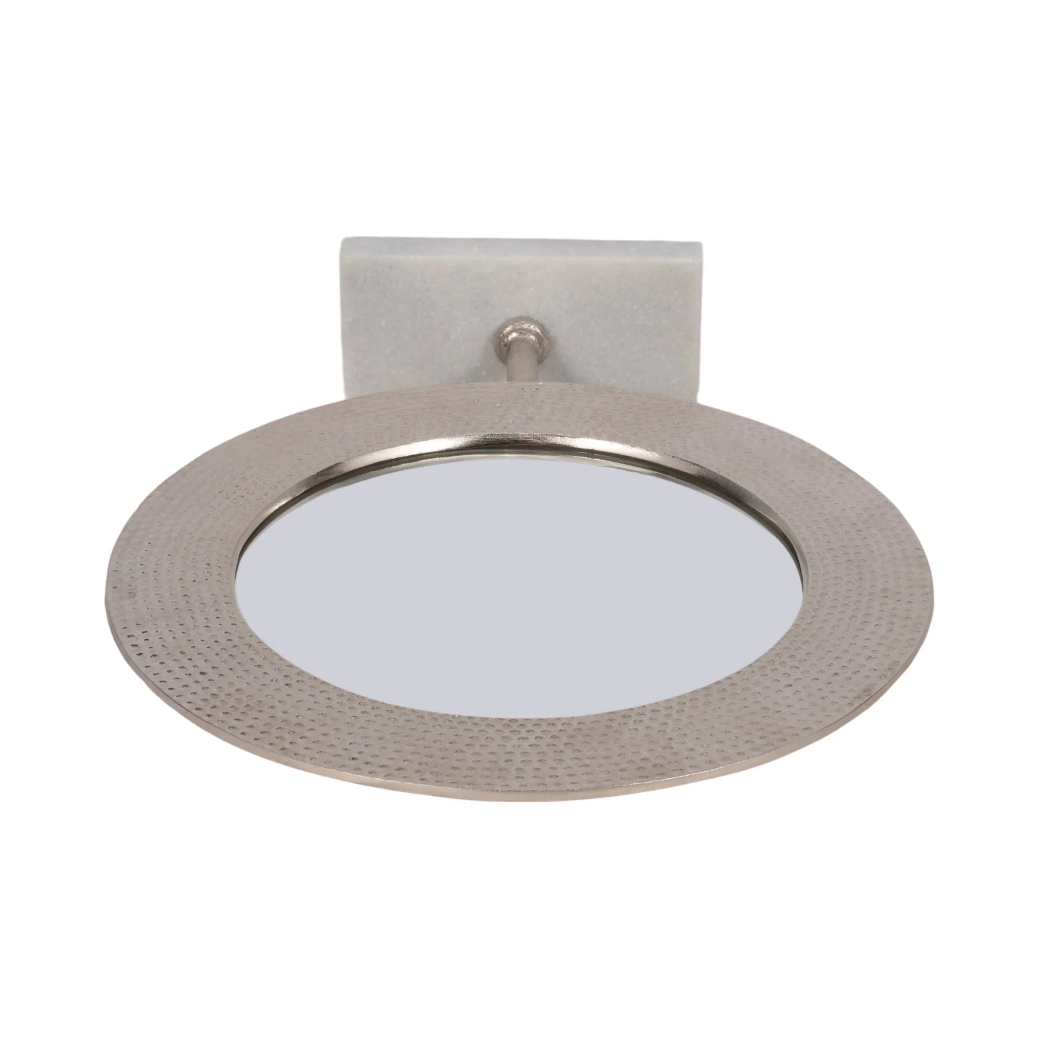 Metal 21" Hammered Mirror On Stand, Silver - Image 6