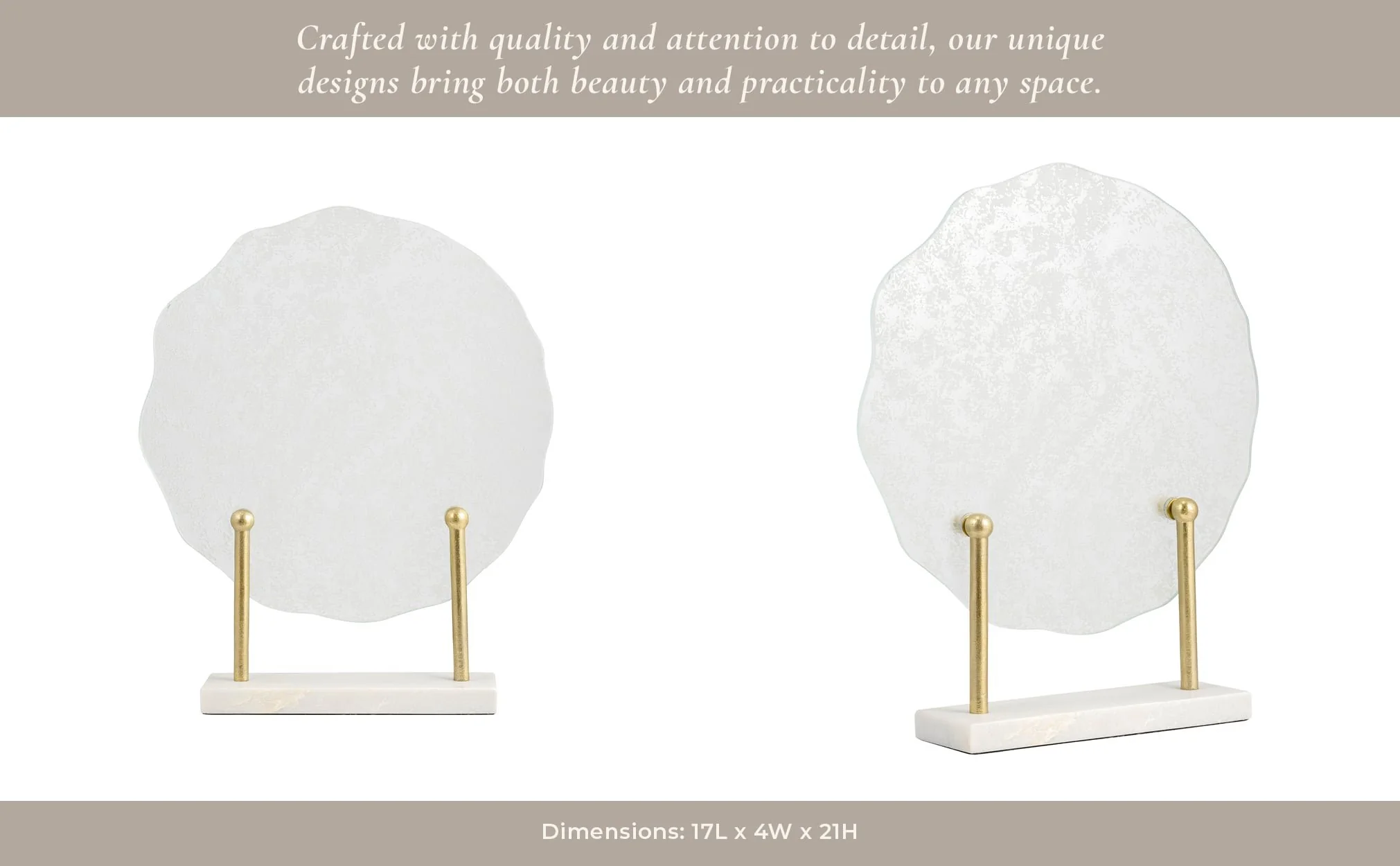 Metal,21"h,speckled Glass Disc On Marble Stand,whi - Image 13
