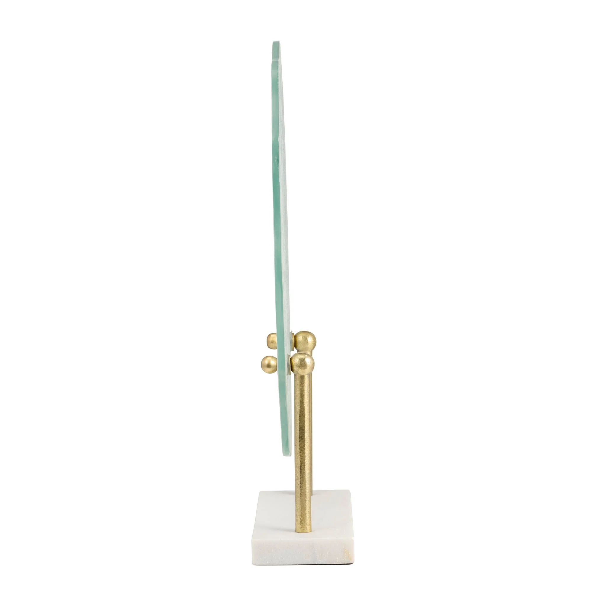 Metal,21"h,speckled Glass Disc On Marble Stand,whi - Image 3