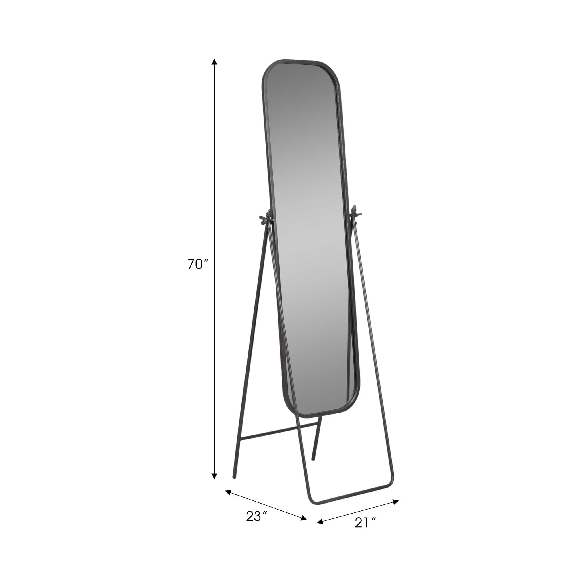 Metal, 21x69 Floor Mirror On Stand, Black - Image 6
