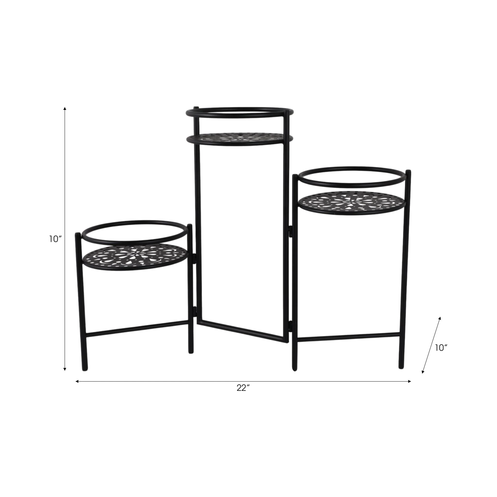 Metal, 22" Folding 3-tier Plant Stand, Black - Image 9