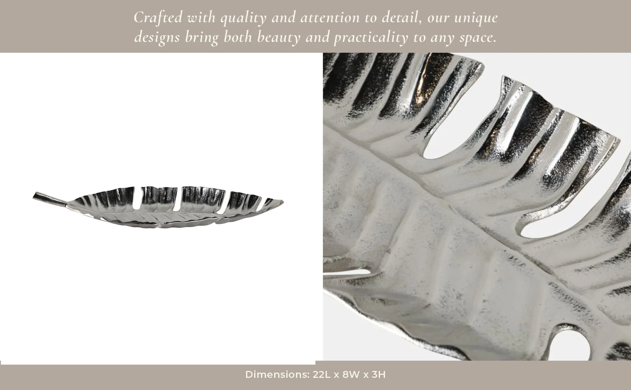 Metal, 22" Leaf Tray, Silver - Image 13